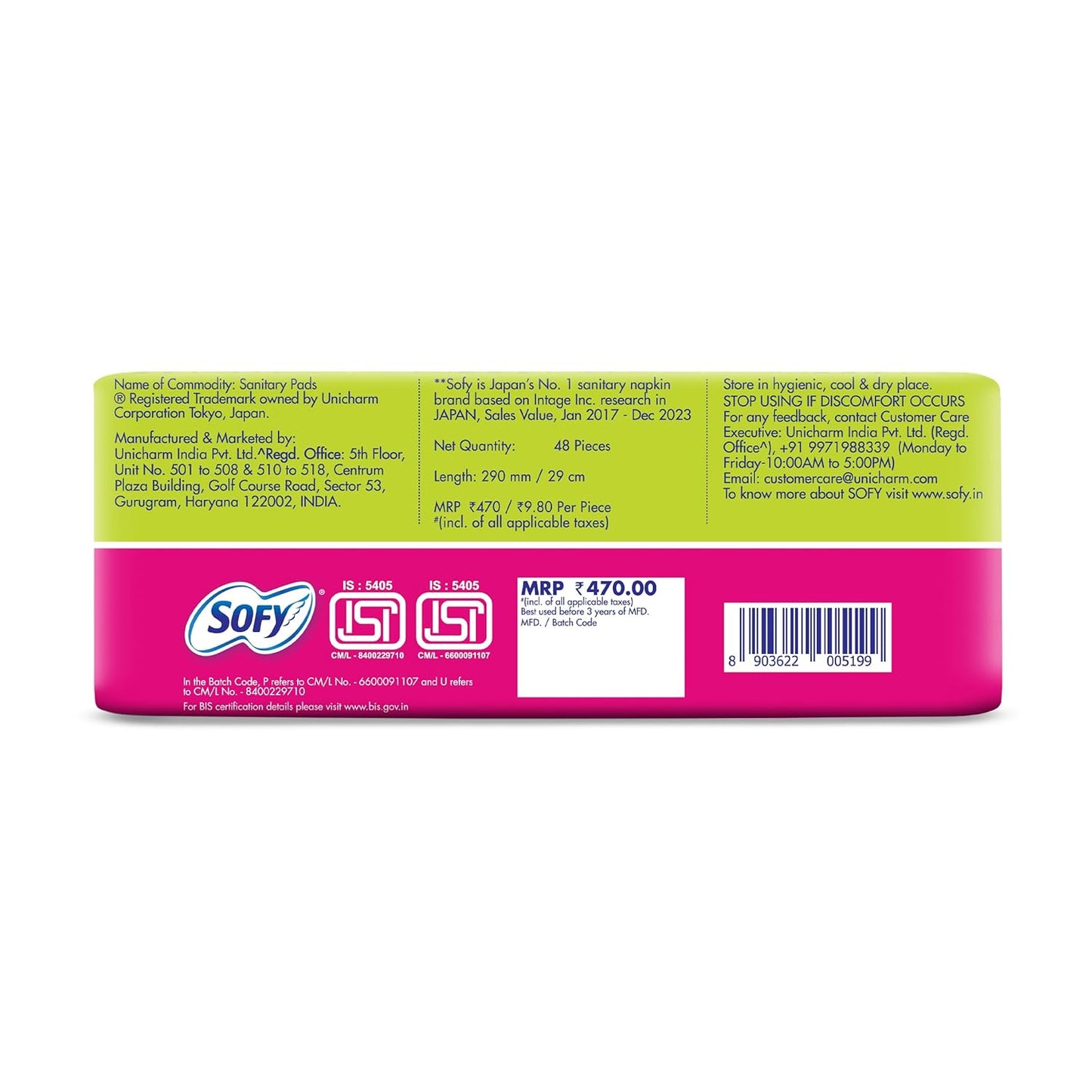 Sofy Anti-Bacteria Sanitary Pads (XL+ Size - 290 mm) 28 Pads - 6 layer deep absorption & Herbal Shield for Bacterial Protection, Soft on skin with comfy dry top sheet (Pack of 1)