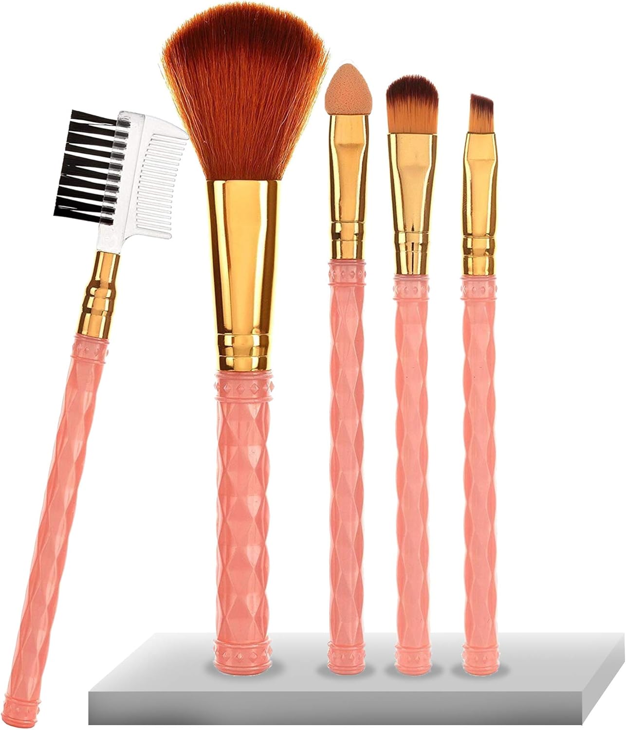 AY Makeup Brush Set Of 5 With 1 Makeup Sponge Puff (Color May Vary)