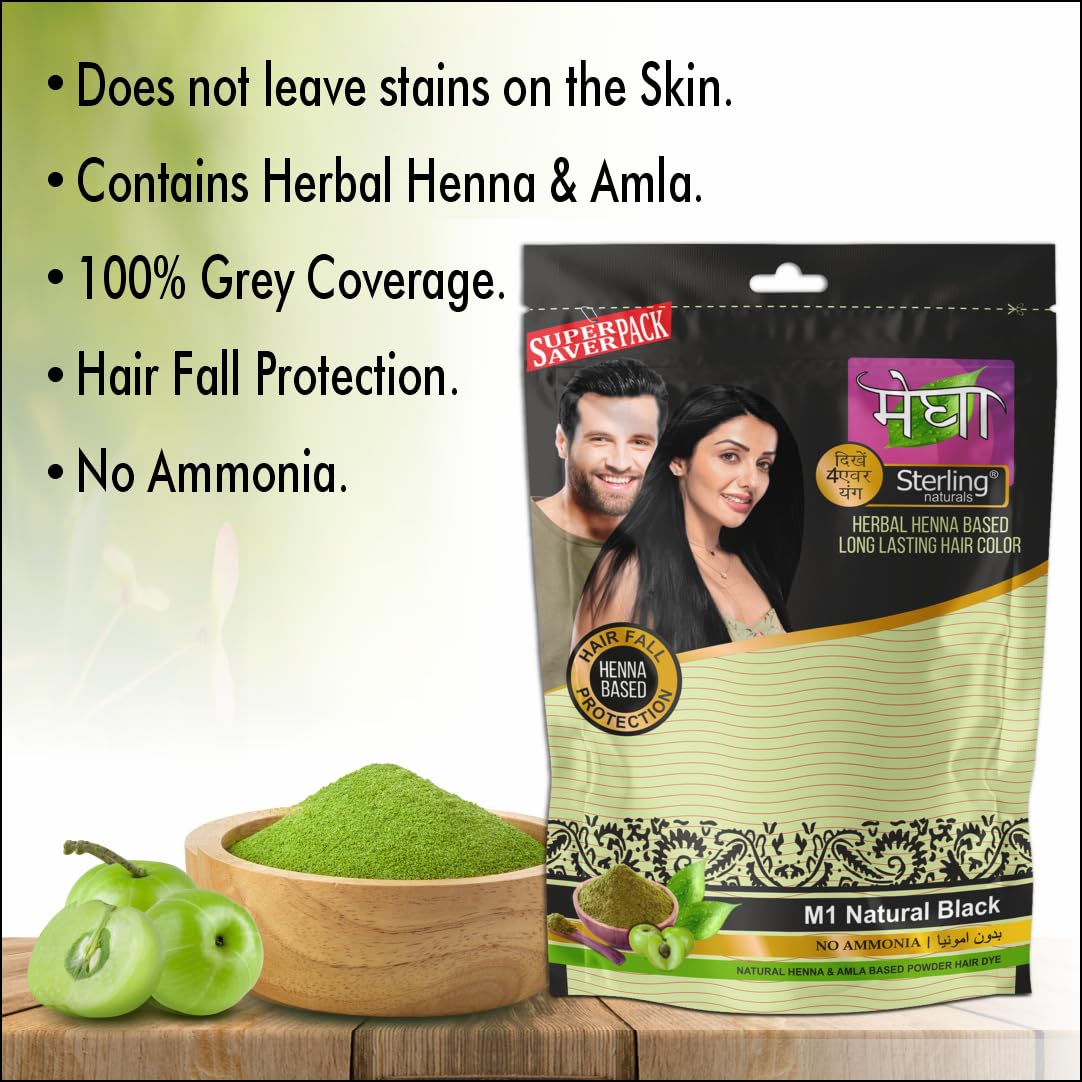 Sterling Naturals Megha Mehandi for Women & Men, Henna Based Mehndi, Organic Hair Dye Without Chemicals and Ammonia,  45 g (Pack of 3)