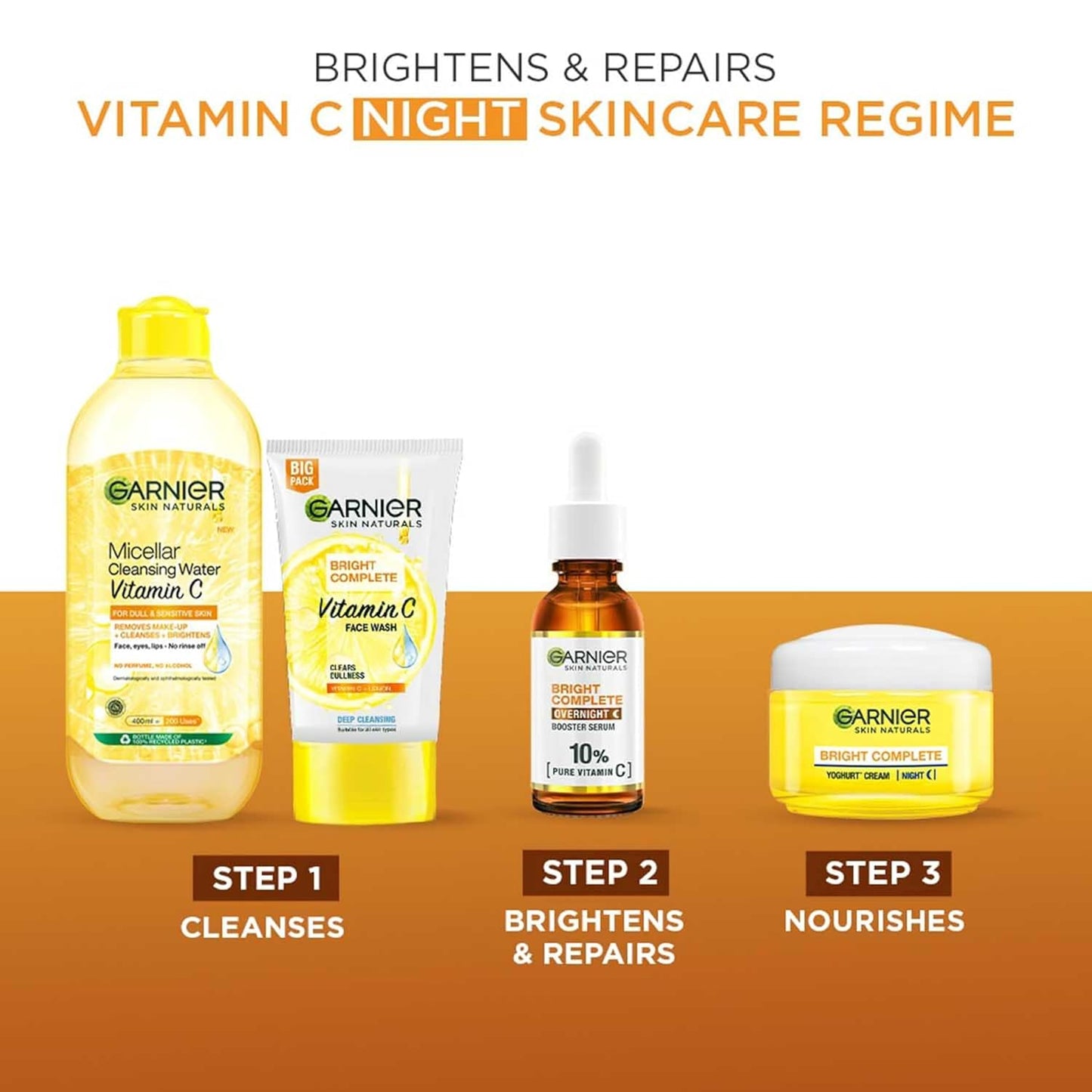 Garnier Vitamin C + Booster Face Serum For Skin Brightening and Anti-Dark Spots with 30X Vitamin C, 2% Niacinamide and BHA | Brighter Skin in Just 3 days | Suitable for Oily , Dry, Combination , Sensitive Skin | For Men and Women | 50ml