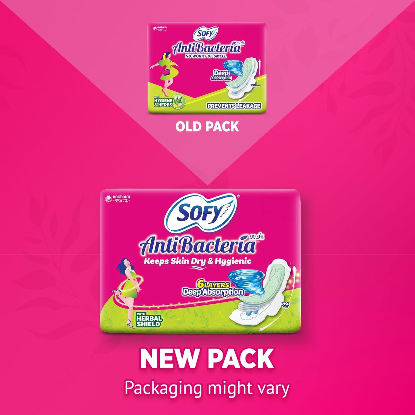 Sofy Anti-Bacteria Sanitary Pads (XL+ Size - 290 mm) 28 Pads - 6 layer deep absorption & Herbal Shield for Bacterial Protection, Soft on skin with comfy dry top sheet (Pack of 1)
