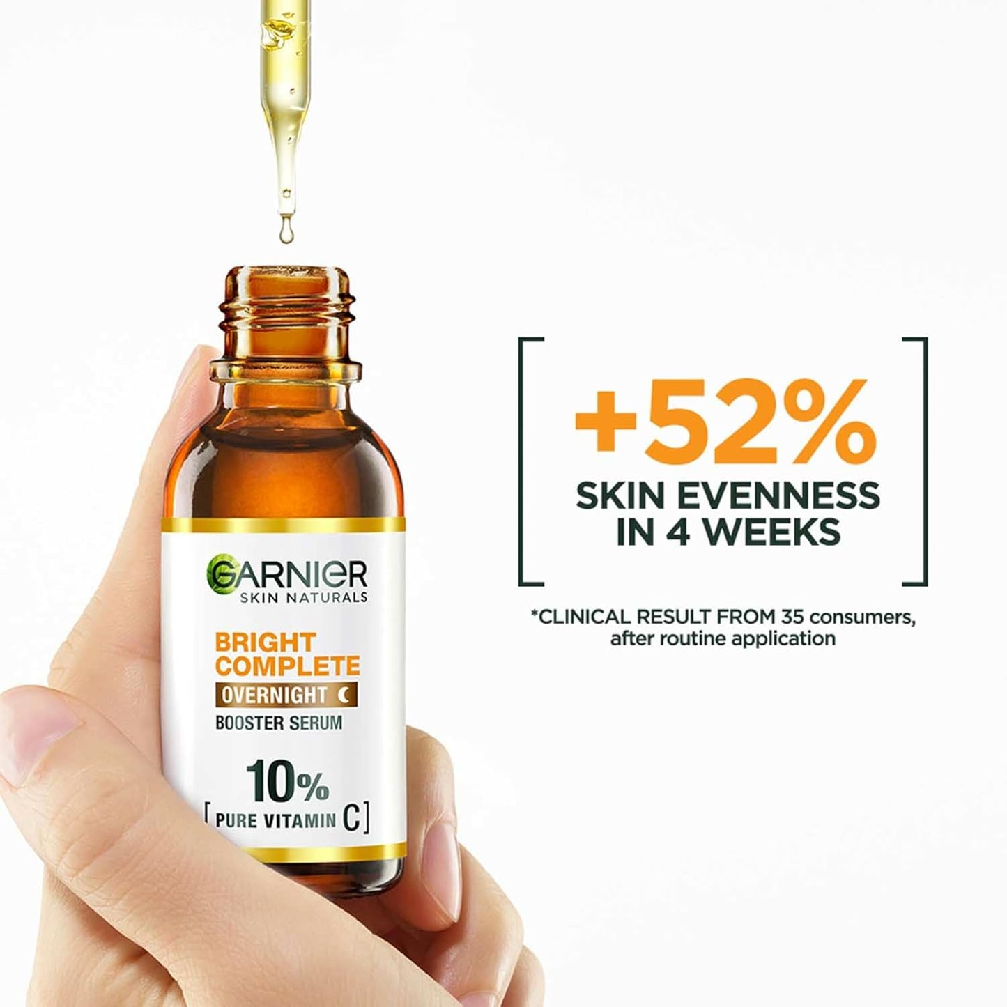 Garnier Vitamin C + Booster Face Serum For Skin Brightening and Anti-Dark Spots with 30X Vitamin C, 2% Niacinamide and BHA | Brighter Skin in Just 3 days | Suitable for Oily , Dry, Combination , Sensitive Skin | For Men and Women | 50ml