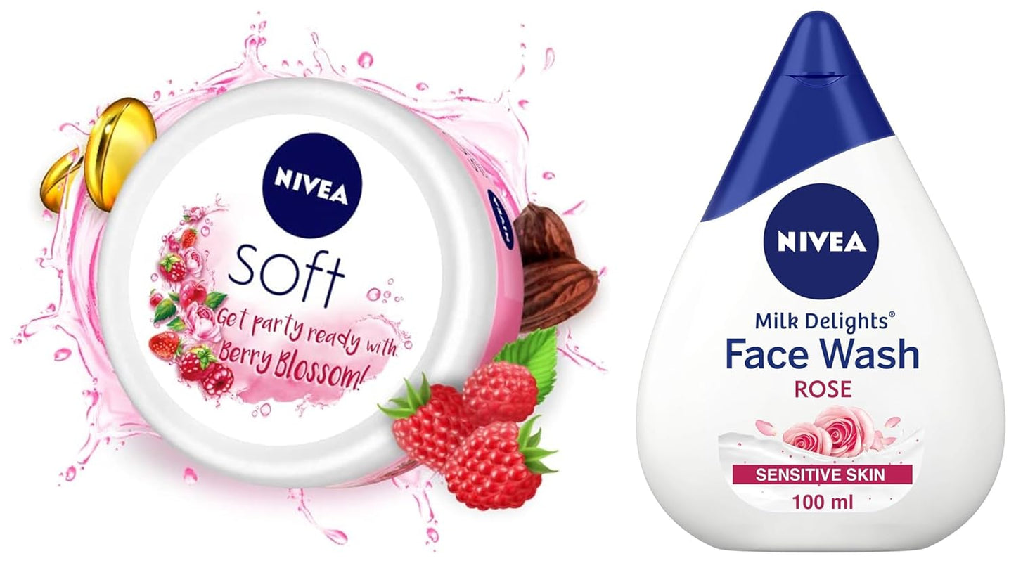 NIVEA Soft Light Moisturizer, 300 ml, for Face, Hand & Body, Non-Greasy Cream with Vitamin E & Jojoba Oil for Instant Hydration