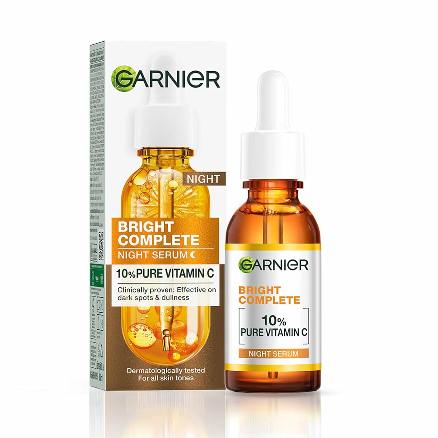 Garnier Vitamin C + Booster Face Serum For Skin Brightening and Anti-Dark Spots with 30X Vitamin C, 2% Niacinamide and BHA | Brighter Skin in Just 3 days | Suitable for Oily , Dry, Combination , Sensitive Skin | For Men and Women | 50ml