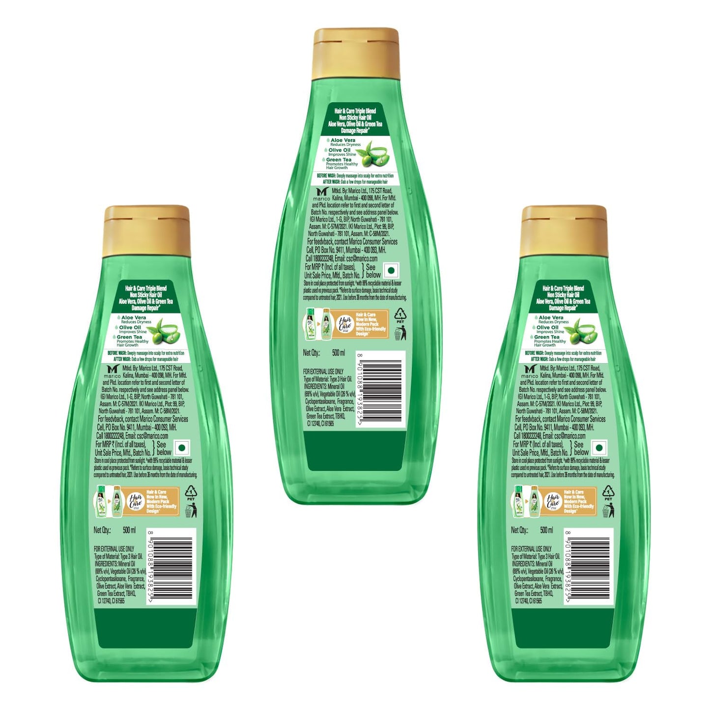 Hair & Care Damage Repair Non-Sticky Hair Oil with Aloe Vera, Olive Oil & Green Tea500 ml