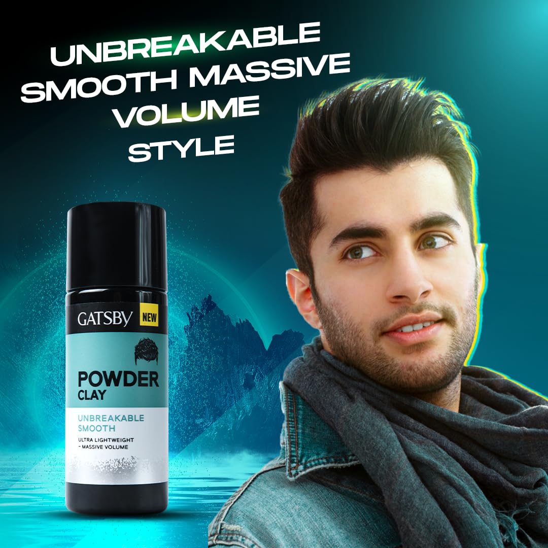 Gatsby Japan Hair Volumizing Powder Clay - 20g | Unbreakable Smooth | Ultra Lightweight & Massive Volume | Matte Finish Hair Wax for Men | Super Strong Hold | Quick & Easy Hair Styling