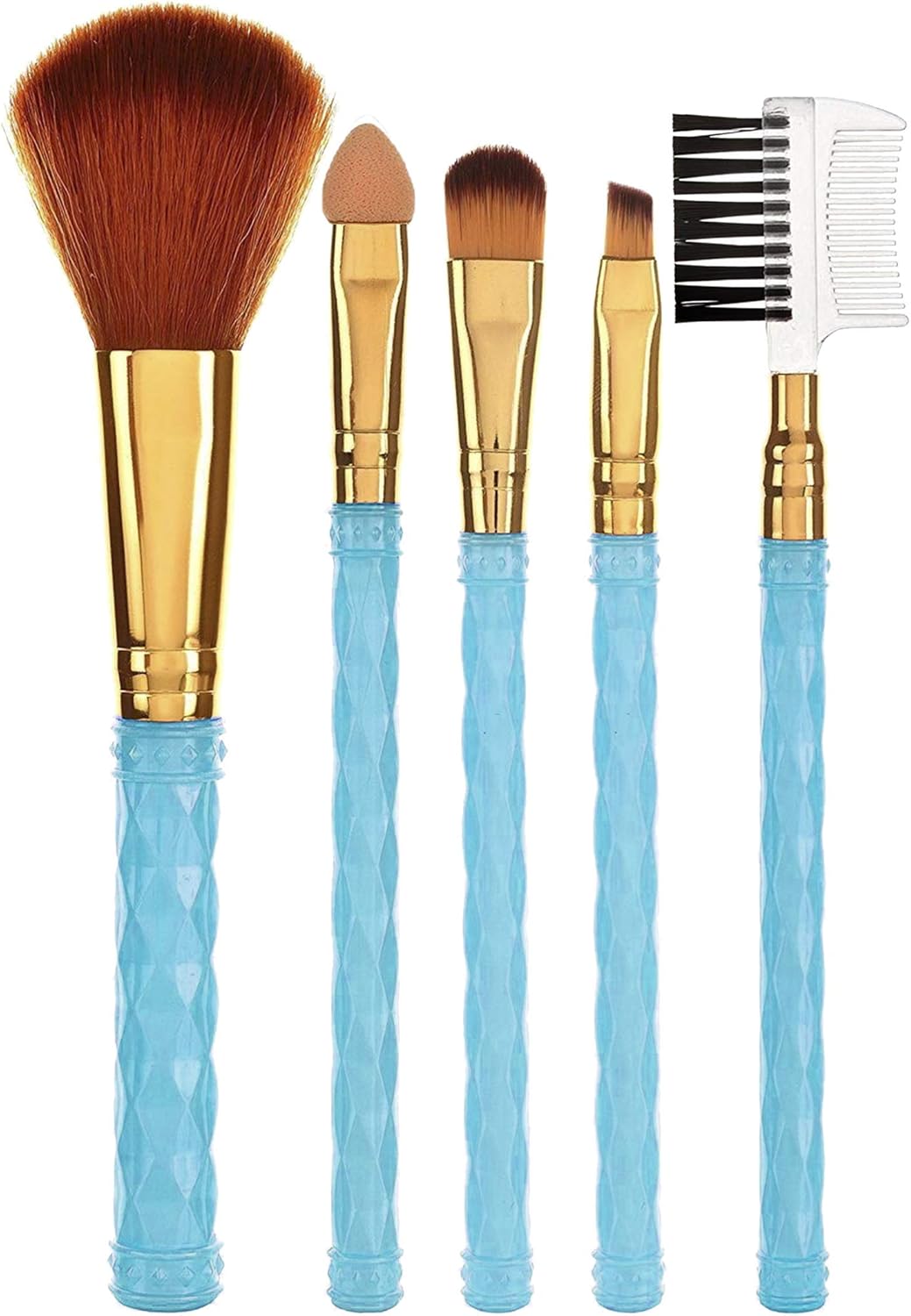 AY Makeup Brush Set Of 5 With 1 Makeup Sponge Puff (Color May Vary)