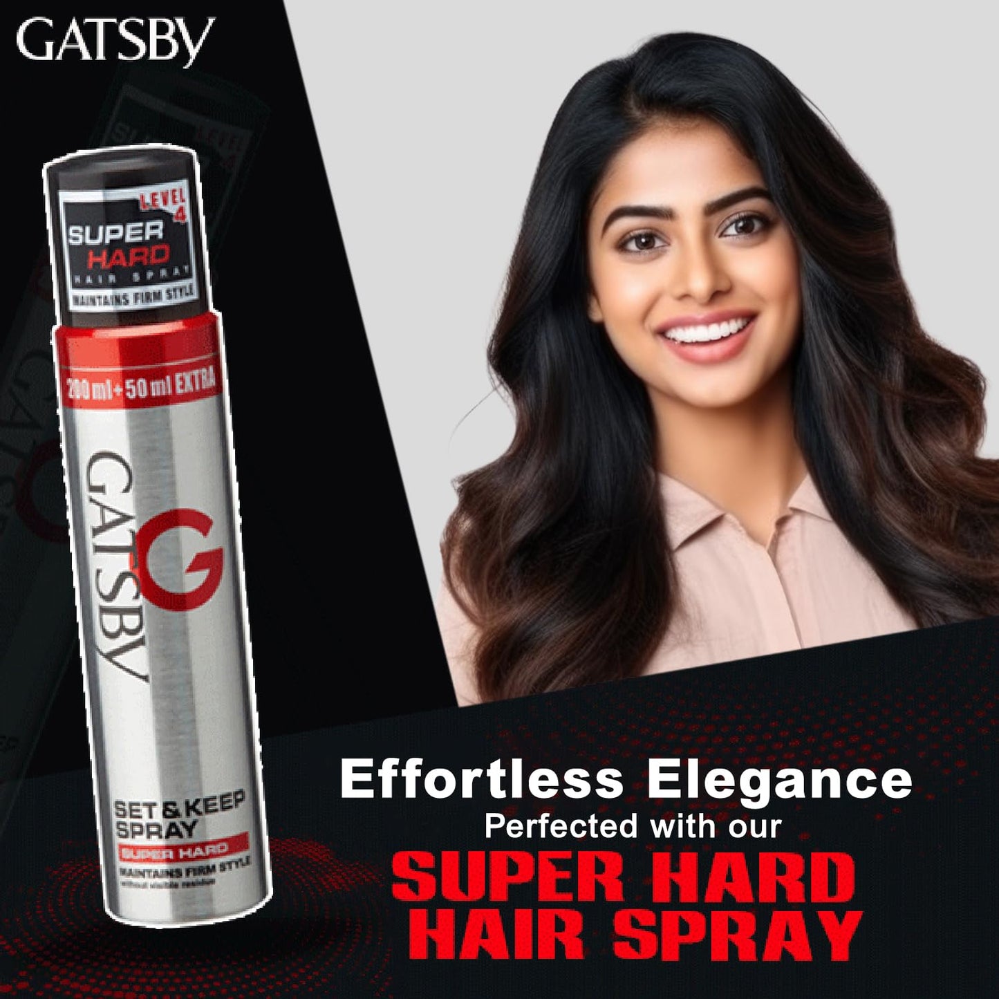 Gatsby Japan Set And Keep Hair Spray Super Hard, 250ml | Quick Drying, Long Lasting Hold, No Flaking & Natural Shine | Non Sticky & Easy Wash Off | Styling Hair Spray