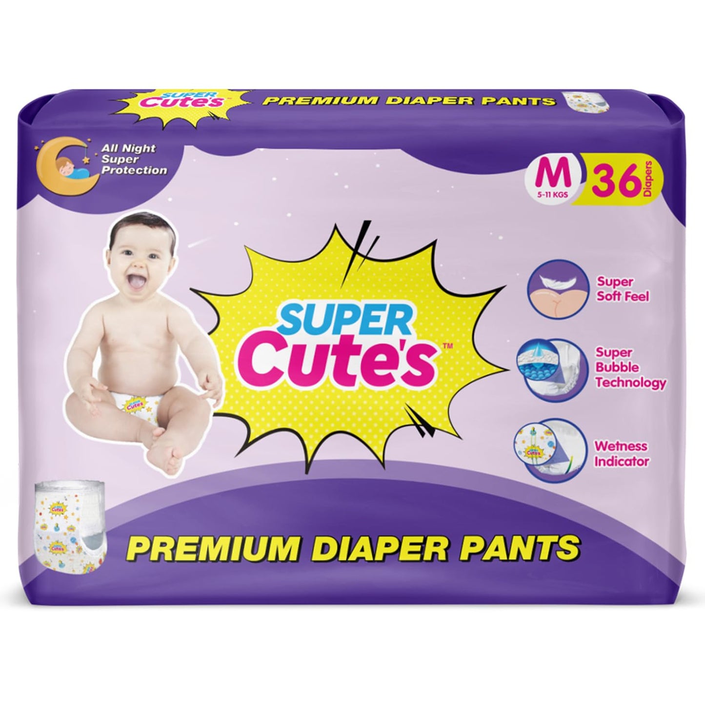 Super Cutes Premium Baby Diapers L Size 30 Count 9-14Kg,Medium34 counts,Small 40counts, XL 24 Counts , Super Soft and Rash Free Diaper Pants with 12 hrs Overnight Leakage Protection