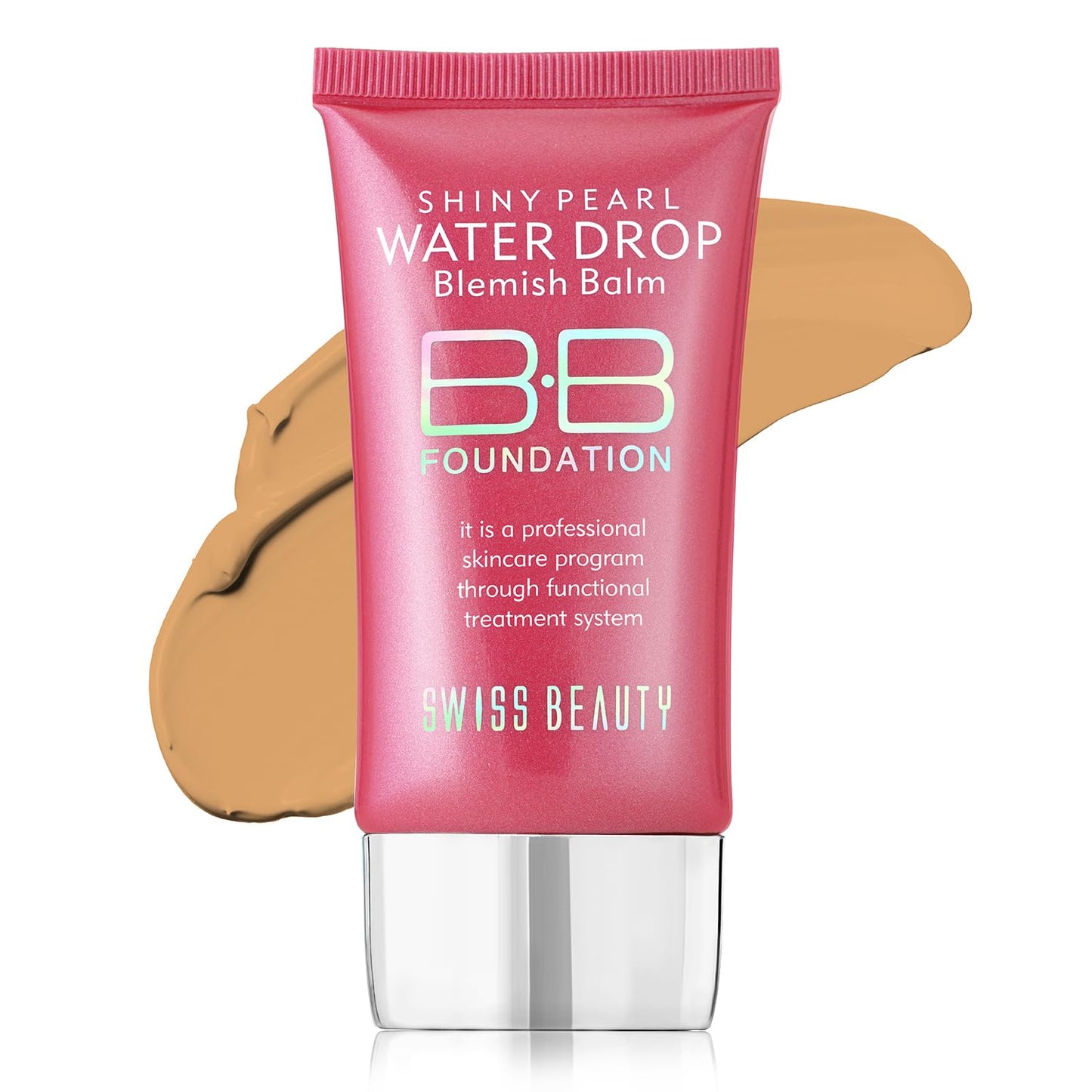 Swiss Beauty Matte Shiny Pearl Water Drop Blemish Long Lasting Balm BB Lightweight, Liquid Foundation, Face Makeup, Shade-02, 40ml