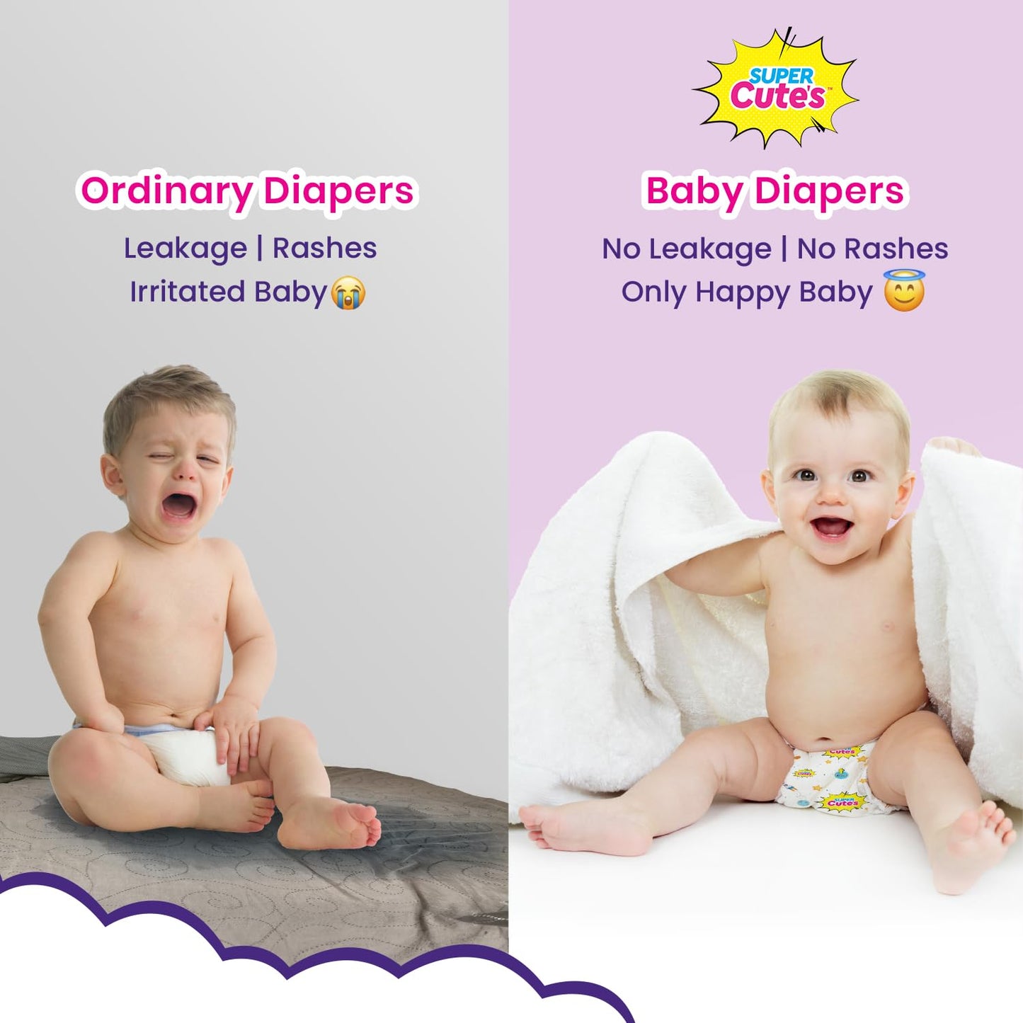 Super Cutes Premium Baby Diapers L Size 30 Count 9-14Kg,Medium34 counts,Small 40counts, XL 24 Counts , Super Soft and Rash Free Diaper Pants with 12 hrs Overnight Leakage Protection