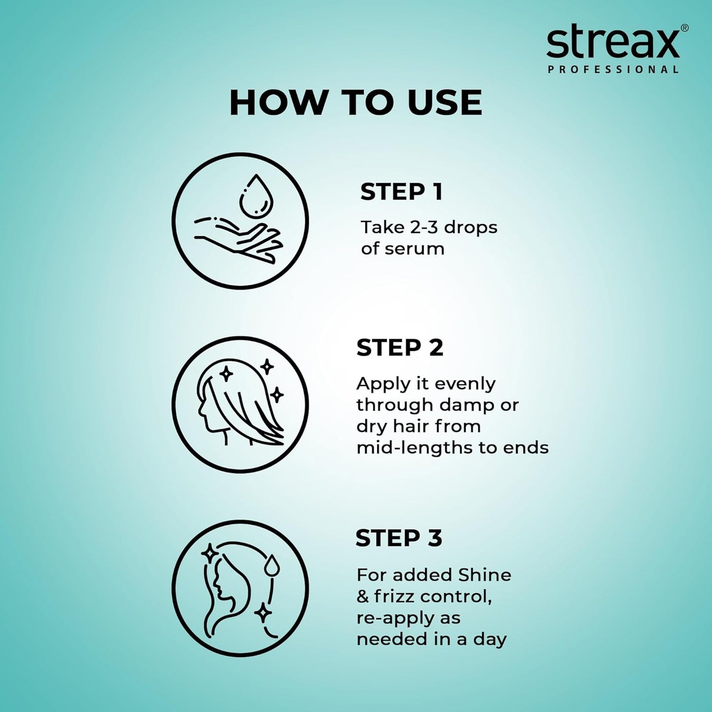 Streax Professional Vitariche Gloss Hair Serum, 200ml|for Dry Frizzy Hair|for Women|Enhance Shine and Smoothness, Anti Frizz |With Vitamin E & Macadamia Oil| For Curly Hair, Straight Hair, Wavy Hair