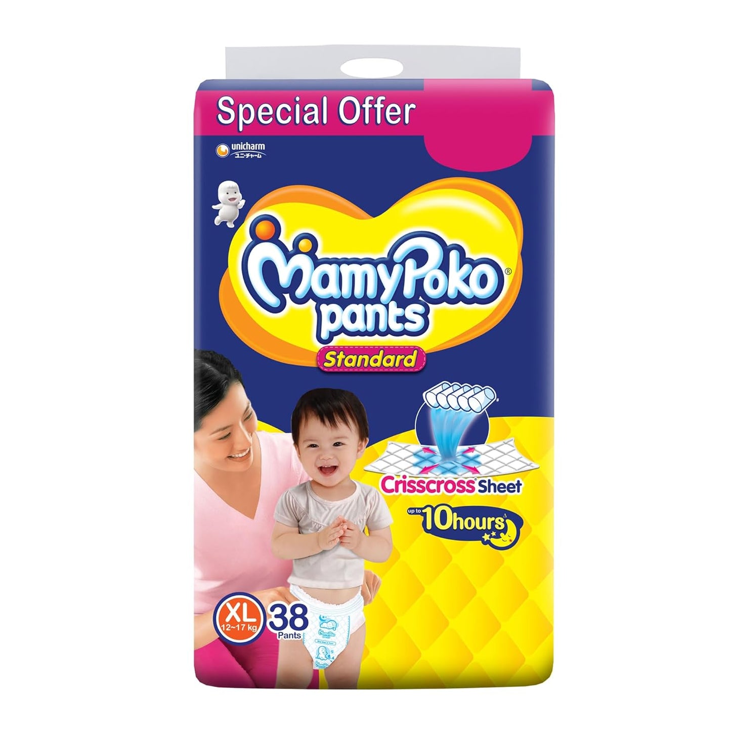 MamyPoko Pants All Night Absorb Baby Diapers, X-Large (XL), 22 Count 12-17 kg