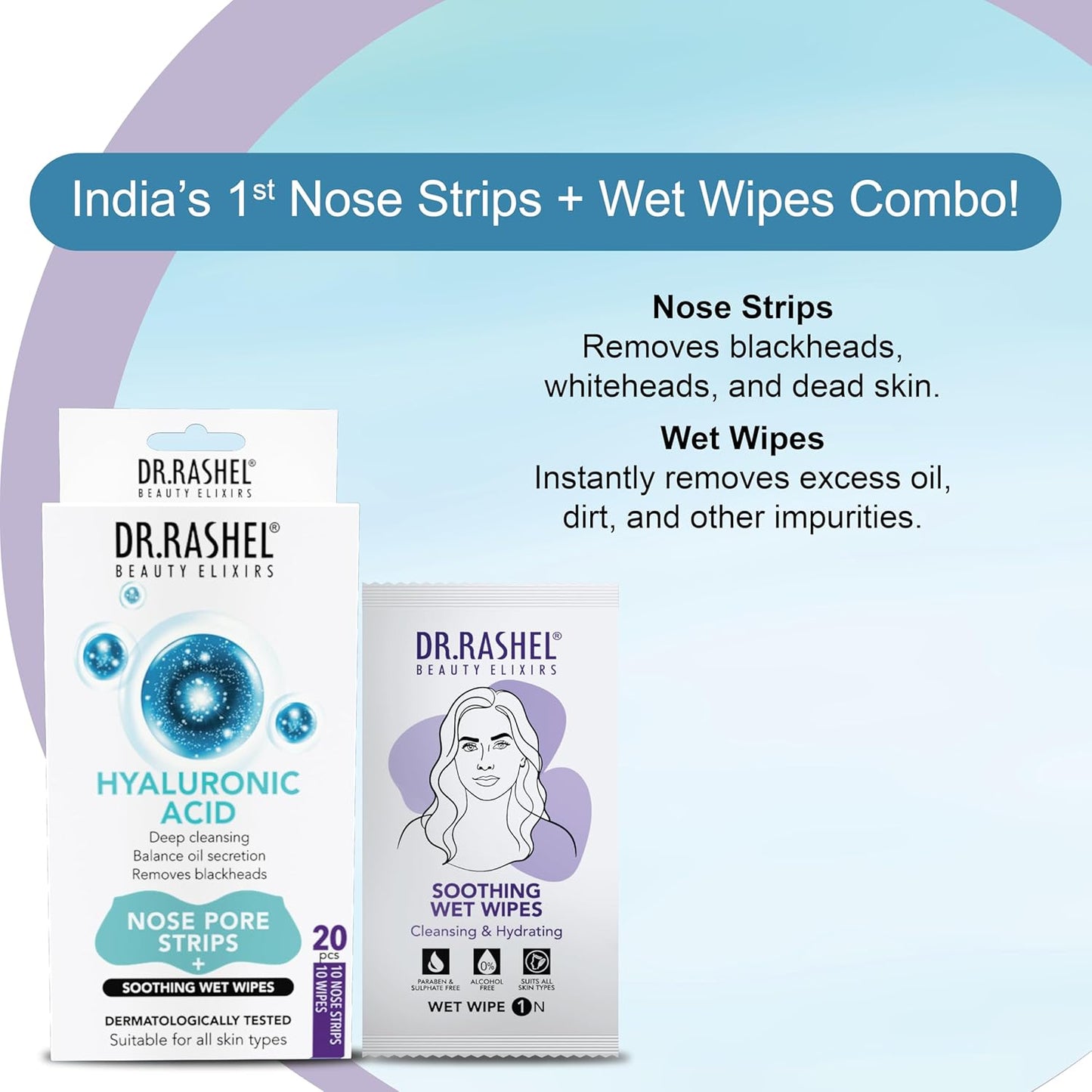 DR.Rashel Hyaluronic Nose Pore Strips For Pore Cleansing | Deep Cleansing For Painless Blackheads Removal | Deep Purifying Strips for Nose | 10 PCS