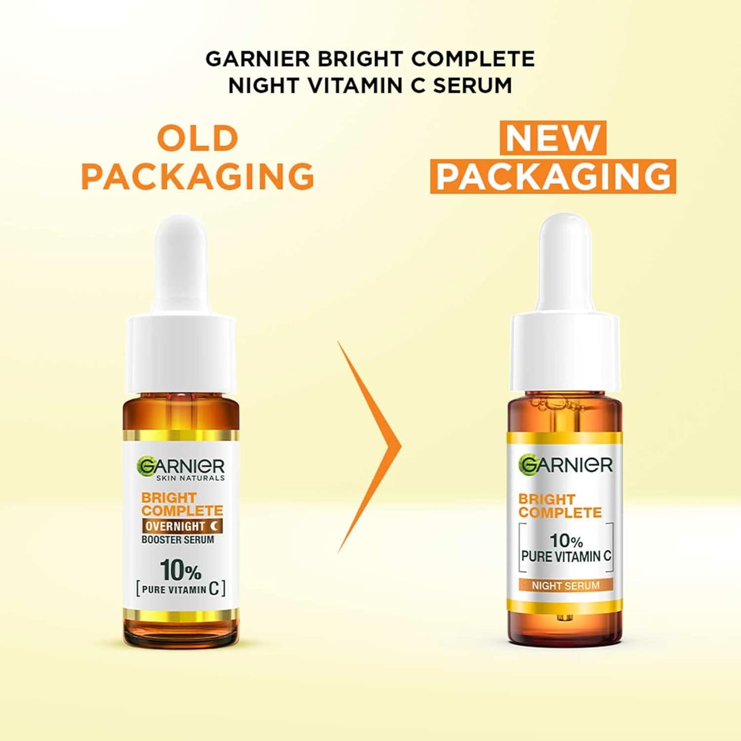 Garnier Vitamin C + Booster Face Serum For Skin Brightening and Anti-Dark Spots with 30X Vitamin C, 2% Niacinamide and BHA | Brighter Skin in Just 3 days | Suitable for Oily , Dry, Combination , Sensitive Skin | For Men and Women | 50ml