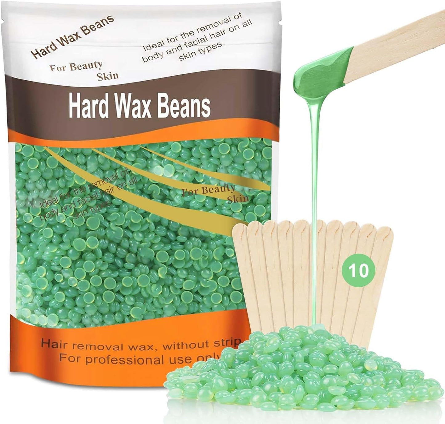 Plenteous Hard Wax Beads, 100G Painless Hard Wax Beans with 10 Applicators, Professional Wax Beads for Eyebrow, Armpit, Bikini, Back, Chest, Legs, Painless Hair Removal. (Strawberry)