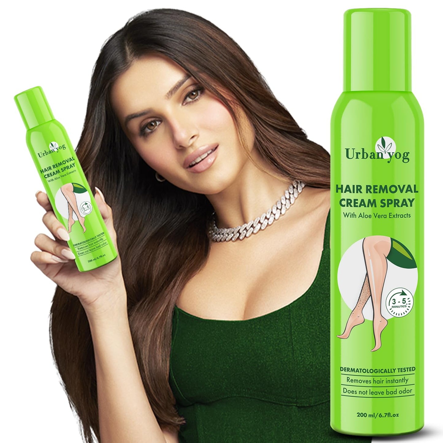 Urban yog Hair Removal Cream Spray for Women | Painless Body Hair Removal Spray for legs, hands, underarm & back (200 ML, Tulip (Blue))