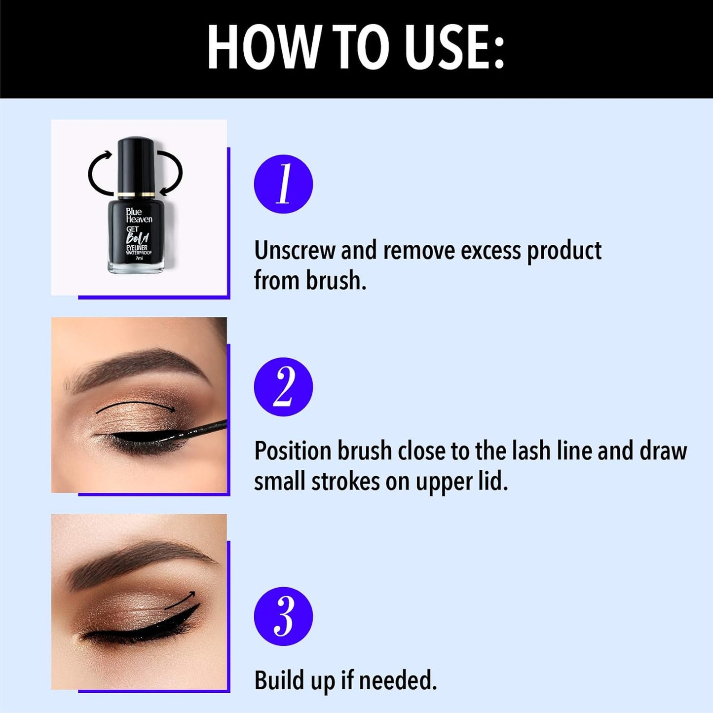 Blue Heaven Get Bold Matte Finish Eyeliner Gel (Black, 7 Ml)