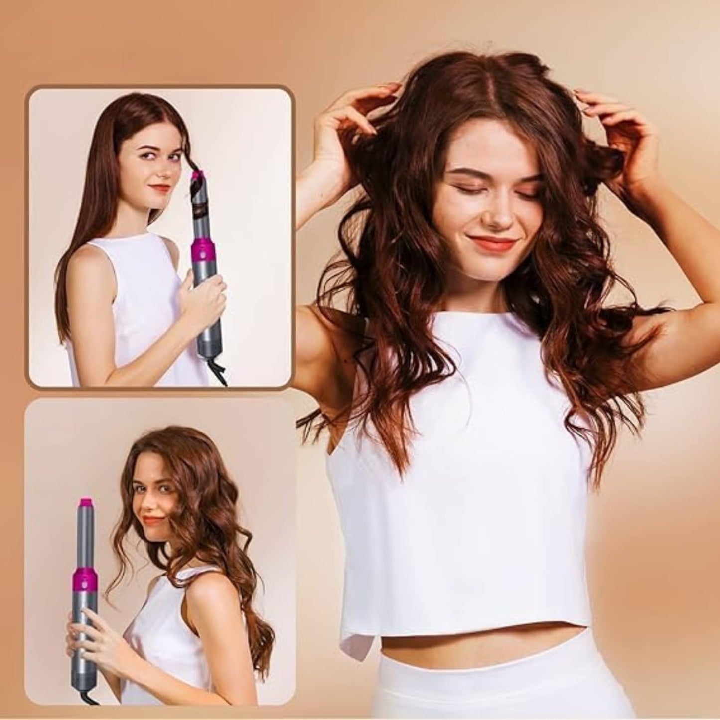 5 In 1 Hair Styler For Women Multifunctional Styling Tool With 5 Attachments 1 Hot Air Brush,2 Spiral Curler,1 Hair Dryer,1 Hair Straightner Comb,1 Year Warranty,1000 Watt,3 Heat Settings