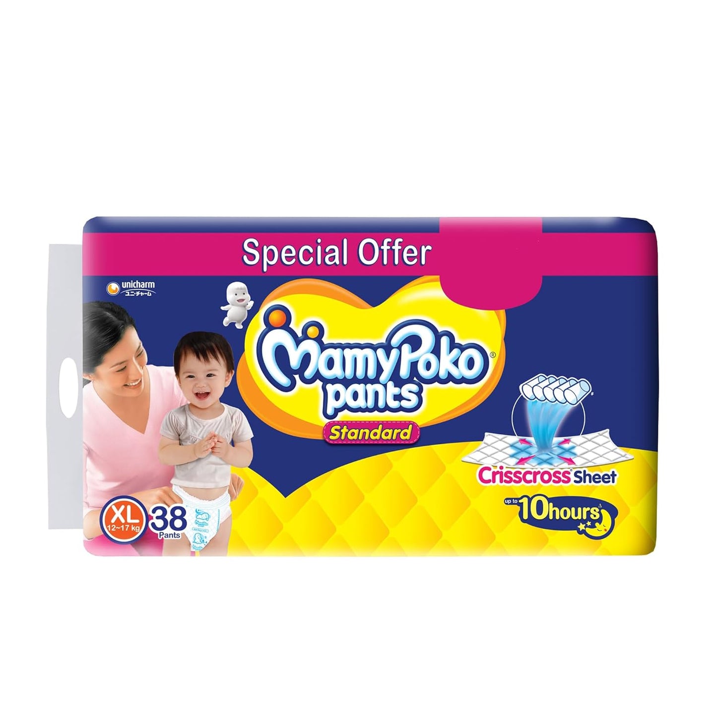MamyPoko Pants All Night Absorb Baby Diapers, X-Large (XL), 22 Count 12-17 kg