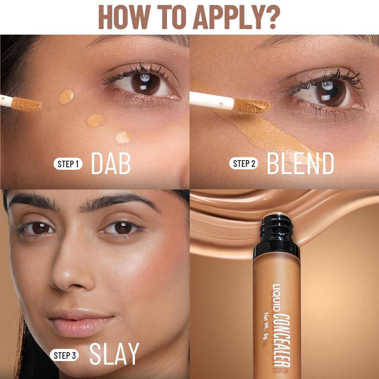 Swiss Beauty Liquid Light Weight Concealer With Full Coverage |Easily Blendable Concealer For Face Makeup With Matte Finish | Shade- Light - Moyen, 6g