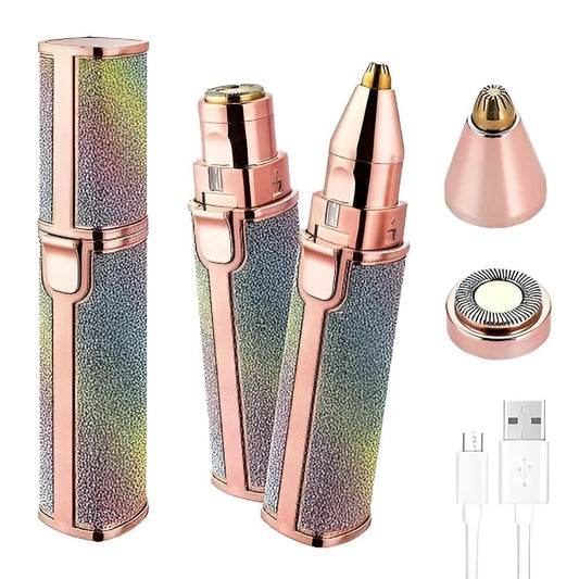 GOERGETA Portable eyebrow trimmer, facial hair remover,Face, Lips, Nose Hair Removal Electric Trimmer with Light
