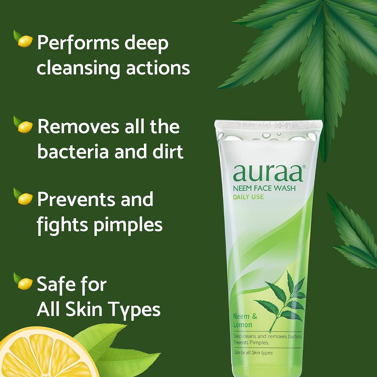 Auraa Neem Face Wash Helps to Fights with Pimples | 125 GM