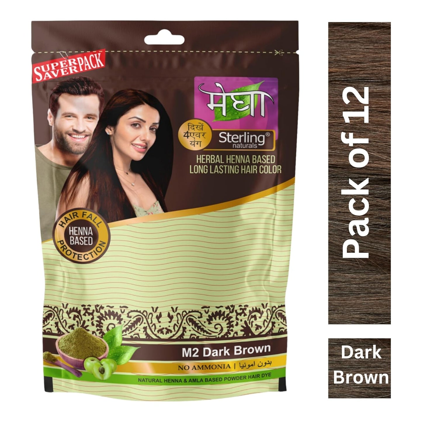 Sterling Naturals Megha Mehandi for Women & Men, Henna Based Mehndi, Organic Hair Dye Without Chemicals and Ammonia,  45 g (Pack of 3)