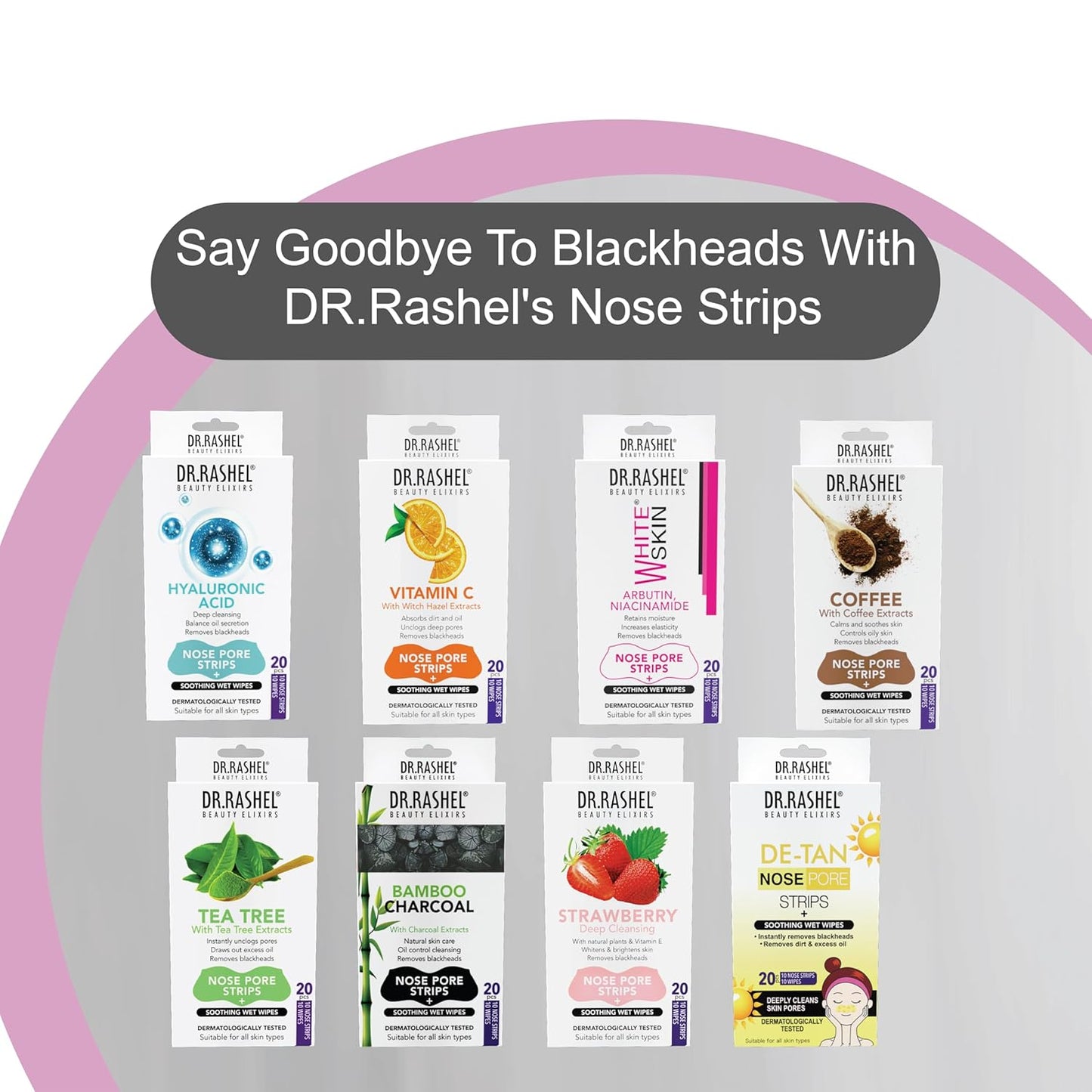 DR.Rashel Nose Pore Strips| Deep Cleansing Nose Strips For Instant And Painless Blackheads Removal 10 PCS (Bamboo Charcoal)
