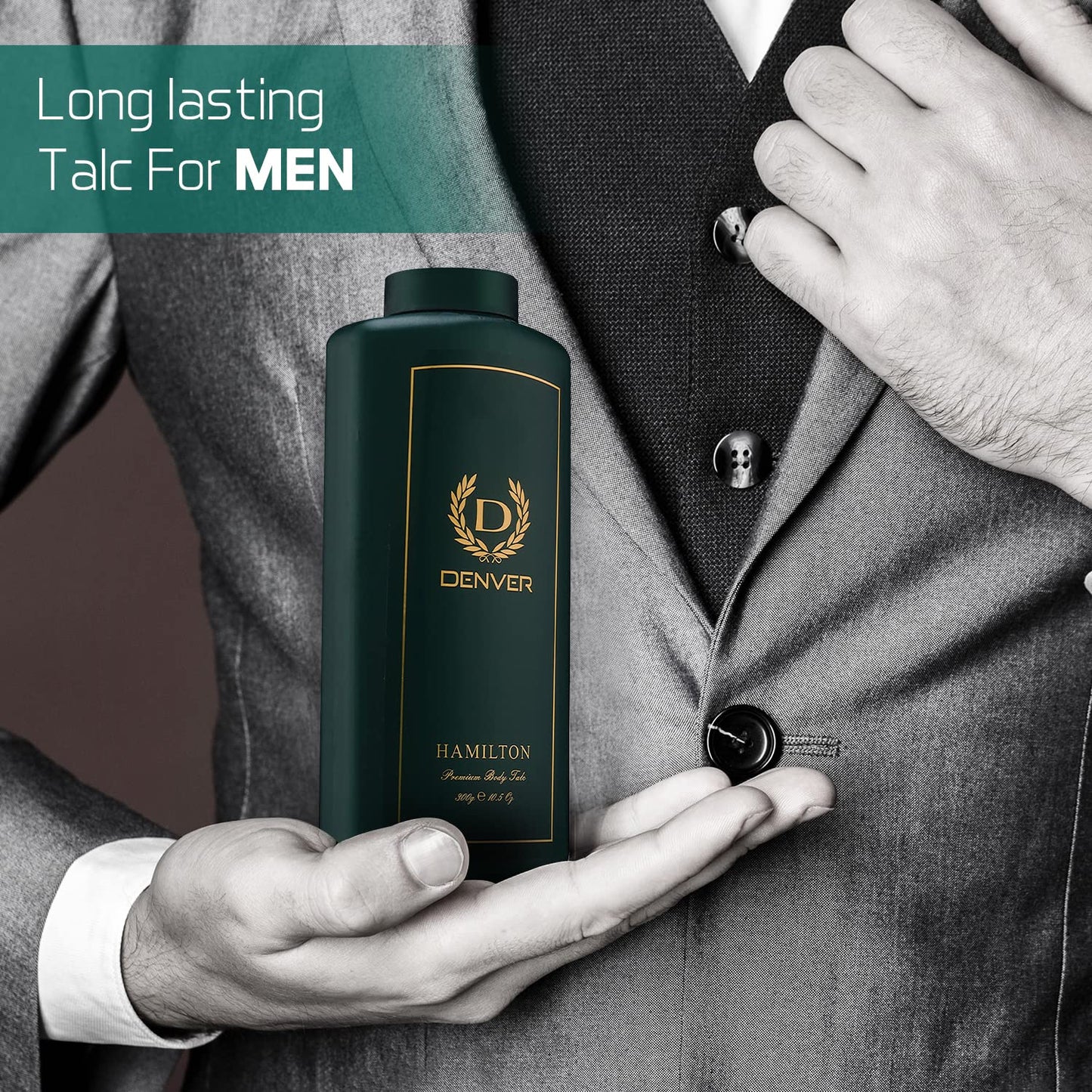 DENVER Hamilton Premium Body Talc- 300GM | Scented Talcum Powder for Men
