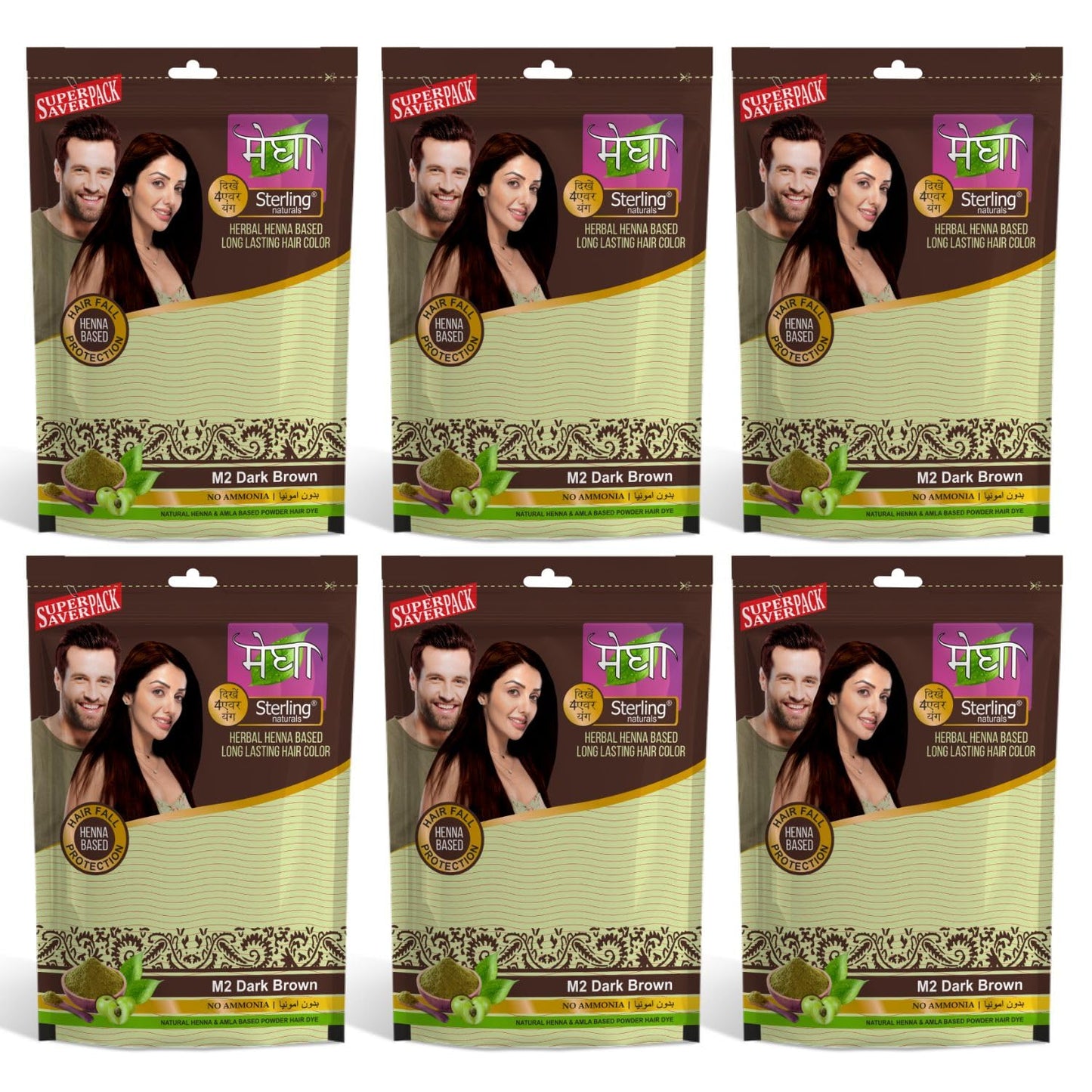 Sterling Naturals Megha Mehandi for Women & Men, Henna Based Mehndi, Organic Hair Dye Without Chemicals and Ammonia,  45 g (Pack of 3)