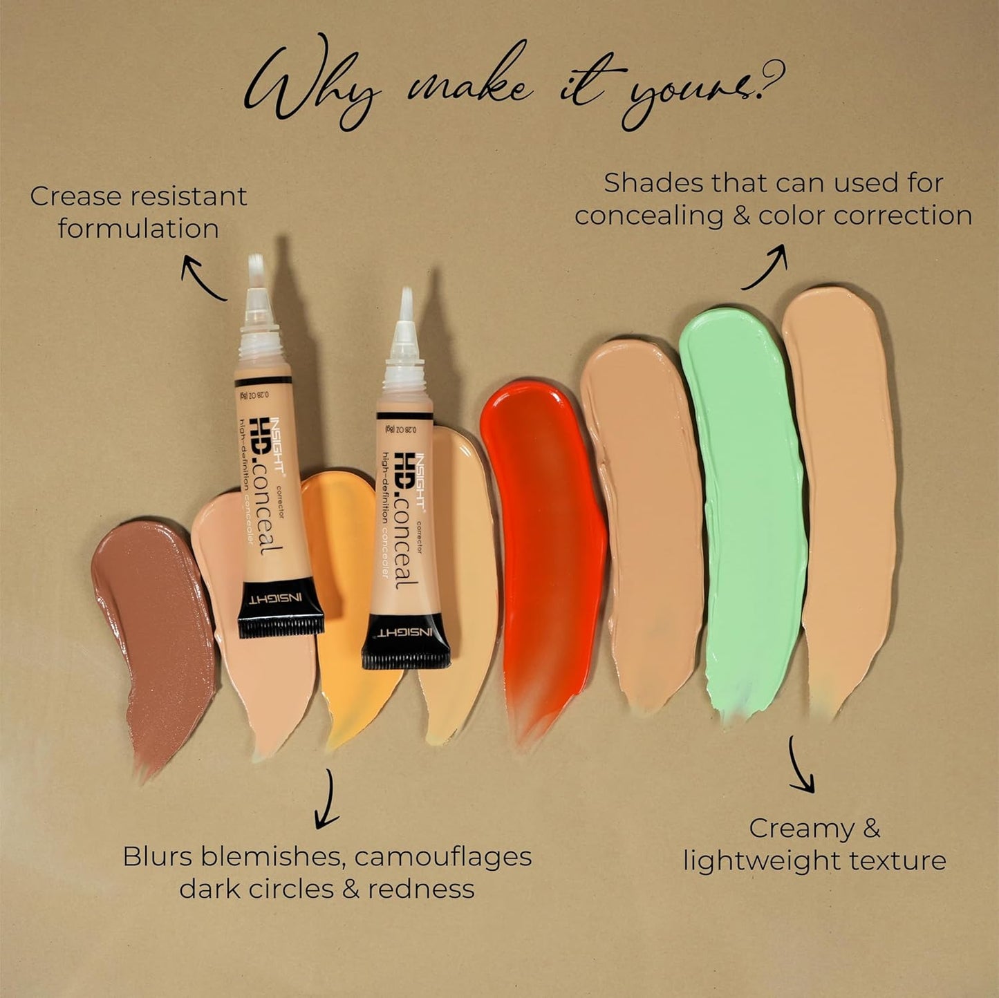 INSIGHT Hd Cream Natural Full Coverage Concealer For Normal Skin Type, Golden Sand-04