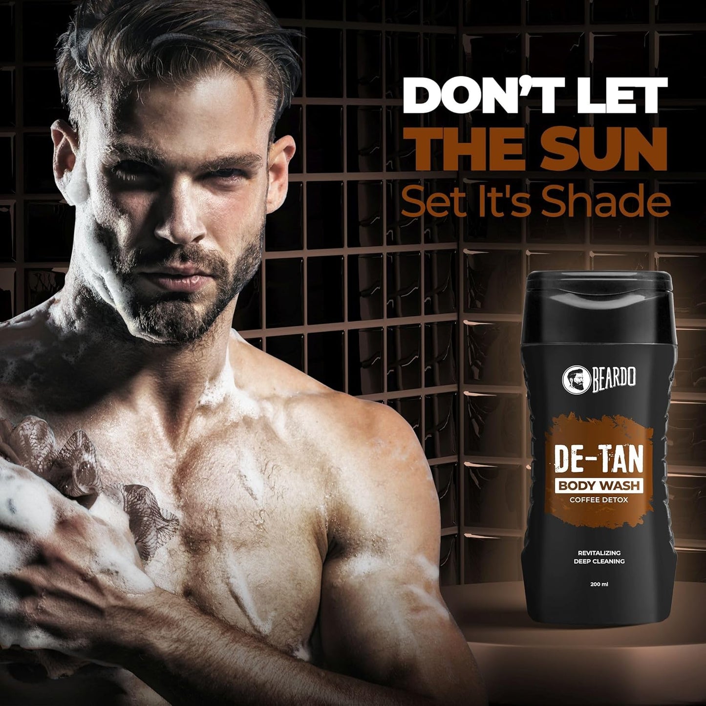 Beardo De-Tan Body Wash for Men, 200ml | Tan Removal and Caffeine Body Wash | Detan With Coffee & Aloe Extracts | For Body & Face | Refreshing Fragrance
