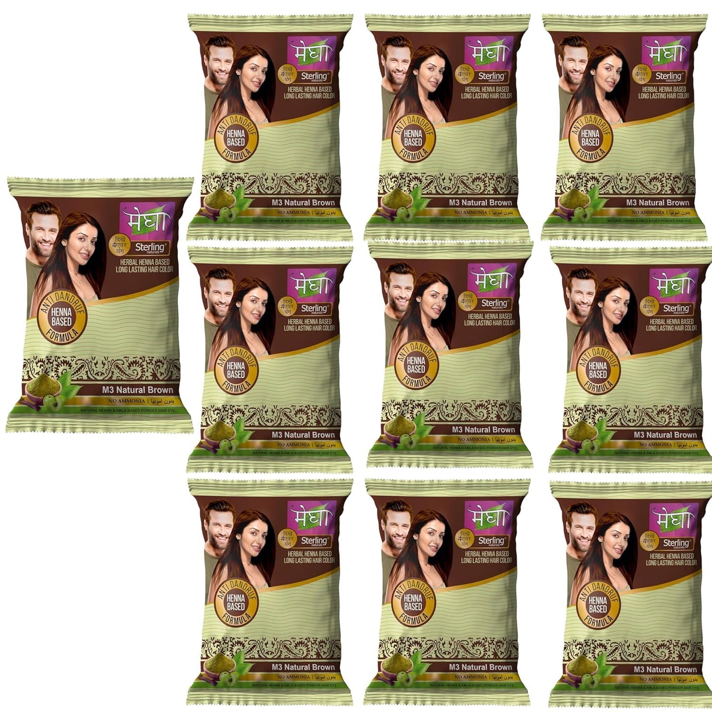 'Sterling Naturals Megha Mehandi Hair Care Powder – Megha Mehandi (Pack Of 4) For Natural Hair Color Solution | For Men & Women 45GM