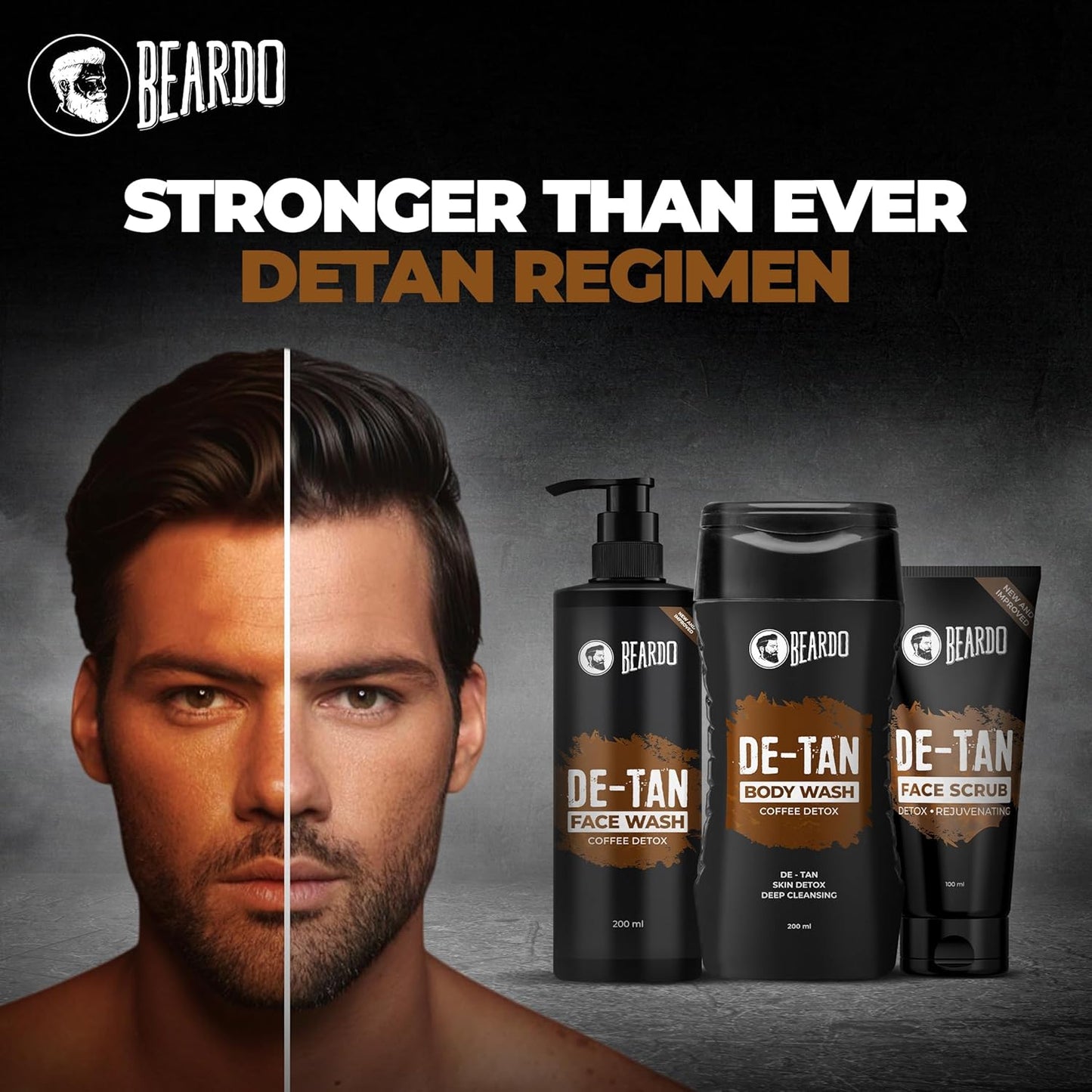 Beardo Detan Combo For Men (Set of 2) | Detan Body Wash & Detan Face Wash with Powerful Coffee Extract for Tan Removal | Hydrates & Exfoliates Men's Skin for Oil Control