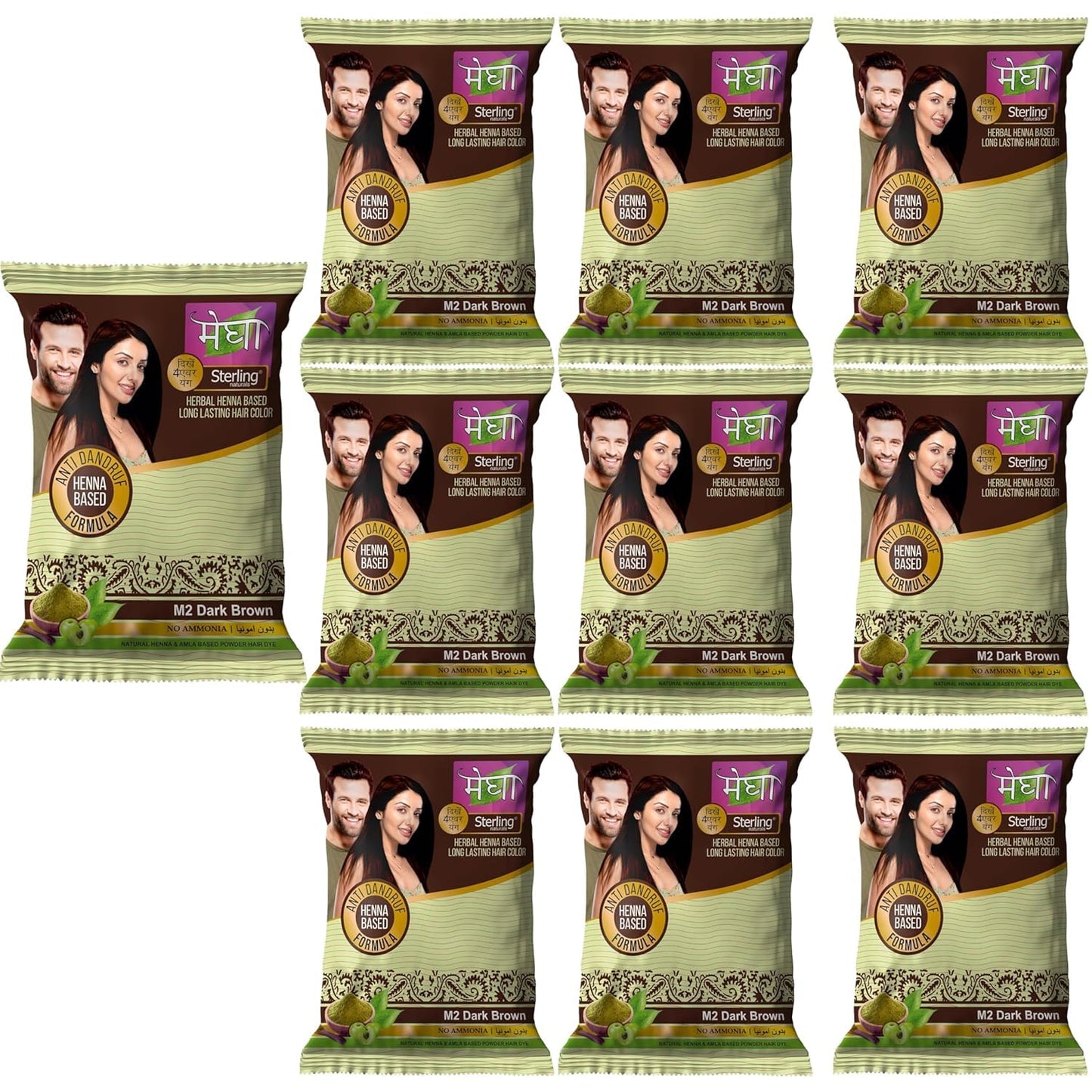 'Sterling Naturals Megha Mehandi Hair Care Powder – Megha Mehandi (Pack Of 4) For Natural Hair Color Solution | For Men & Women 45GM