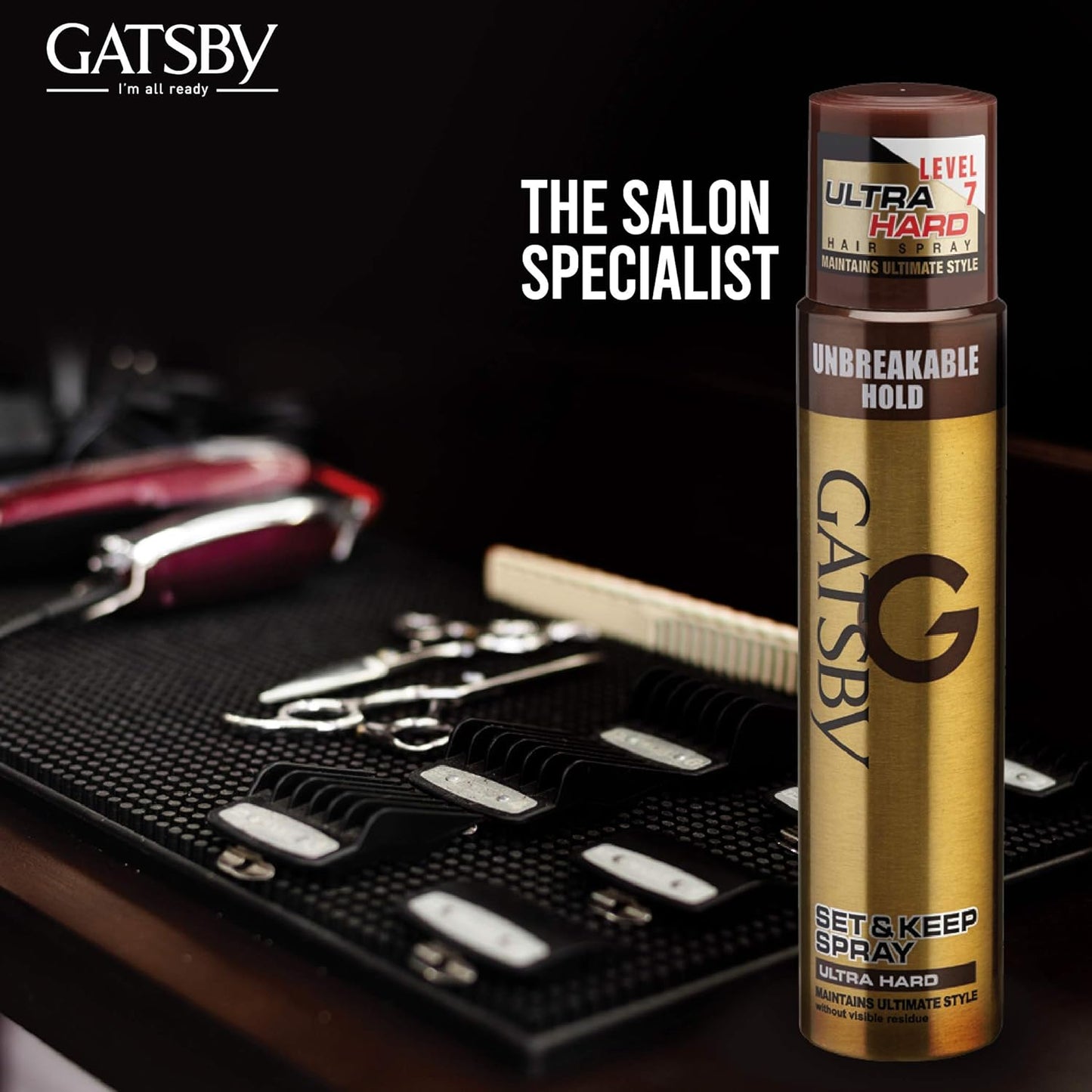 Gatsby Japan Set & Keep Hair Spray - Ultra Hard 250ml | Quick Drying, Long Lasting Hold, No Flaking, Natural Shine, & Easy Wash Off | Contains UV Ray Protector | Hair Spray For Salon Like Finish