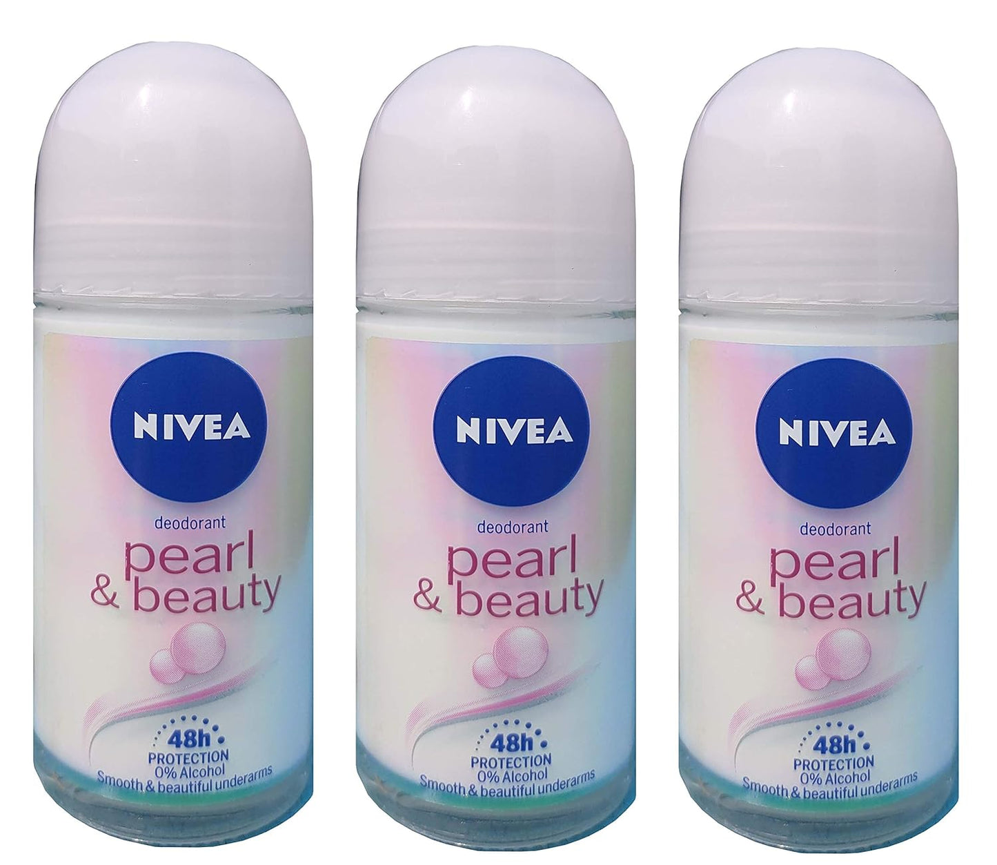 NIVEA Pearl and Beauty 50ml Deo Roll On | With Pearl Extracts & Avocado Oil| 72 H Smooth & Beautiful Underarms | 0% Alcohol | For Women
