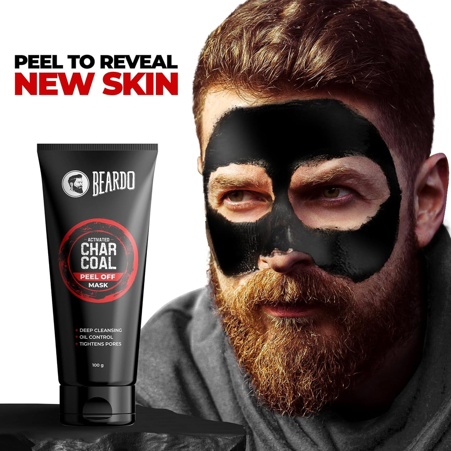 Beardo DeTan Peel off Face Mask for Men, 100g | Coffee Extract to Remove Tan & Deep Cleansing, Defeat Blackheads & Whiteheads, Face Mask for Glowing Skin