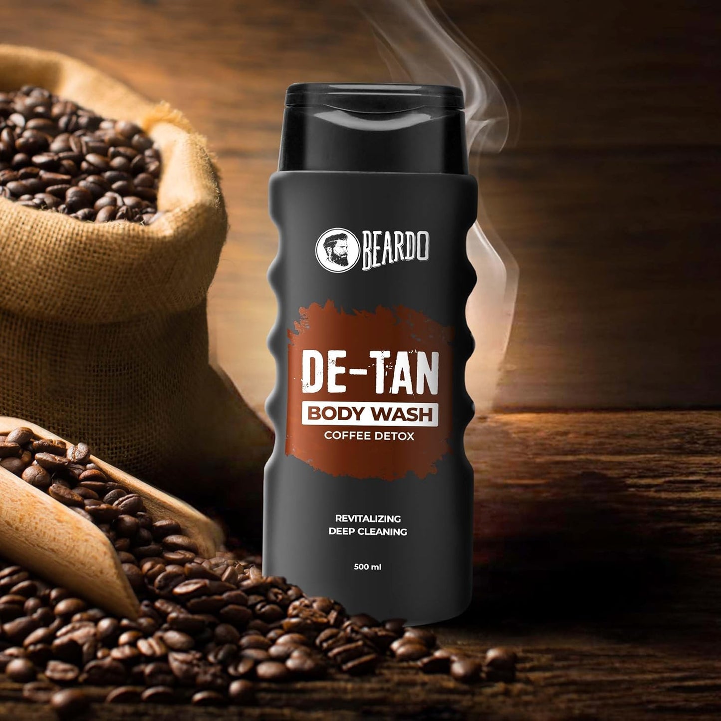 Beardo De-Tan Body Wash for Men, 200ml | Tan Removal and Caffeine Body Wash | Detan With Coffee & Aloe Extracts | For Body & Face | Refreshing Fragrance