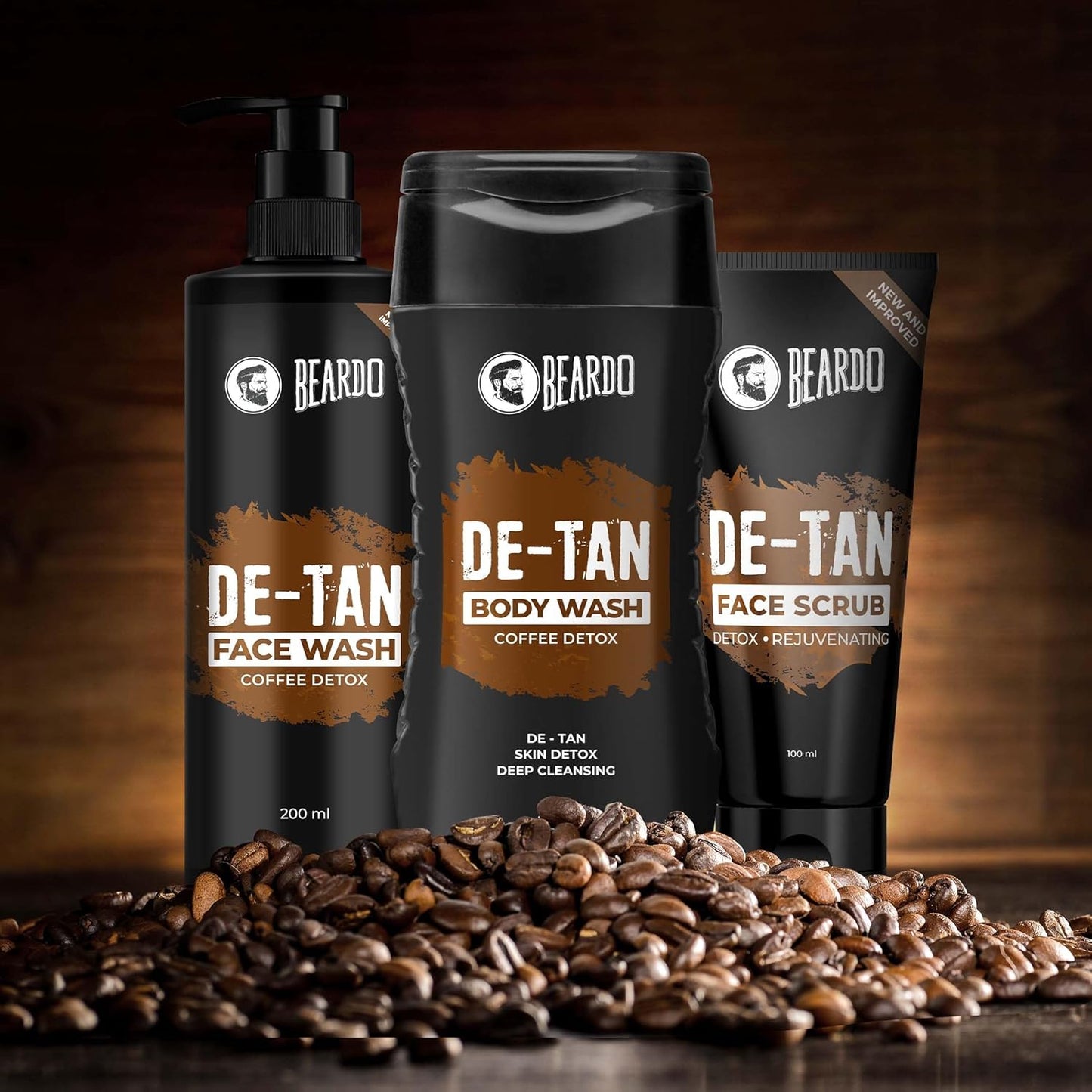 Beardo Detan Combo For Men (Set of 2) | Detan Body Wash & Detan Face Wash with Powerful Coffee Extract for Tan Removal | Hydrates & Exfoliates Men's Skin for Oil Control