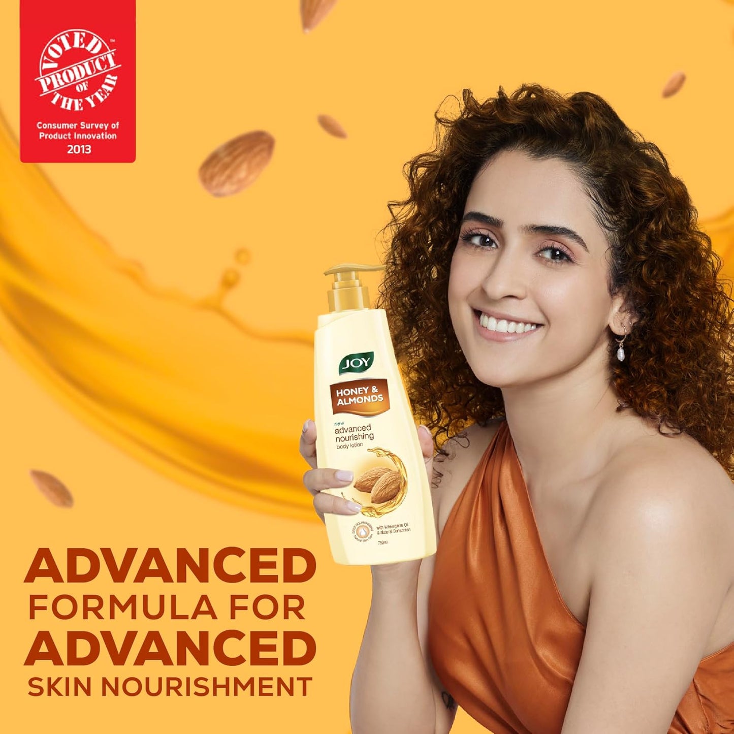 Joy Honey & Almonds Advanced Nourishing Lightweight Body Lotion 750ml | Enriched With Shea Butter | Summer Lotion With Natural Sunscreen Filters | Suitable for Normal to Dry Skin