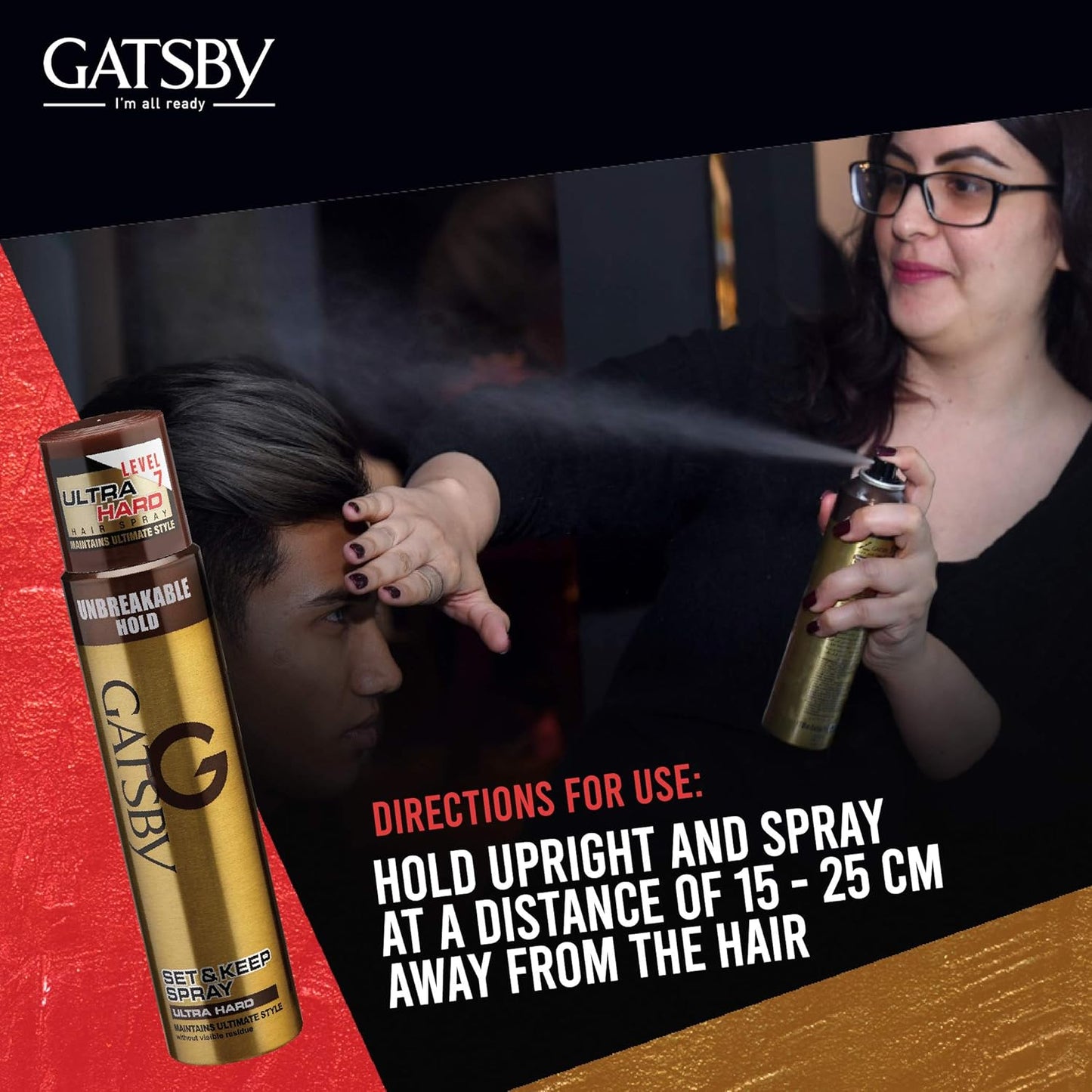 Gatsby Japan Set & Keep Hair Spray - Ultra Hard 250ml | Quick Drying, Long Lasting Hold, No Flaking, Natural Shine, & Easy Wash Off | Contains UV Ray Protector | Hair Spray For Salon Like Finish