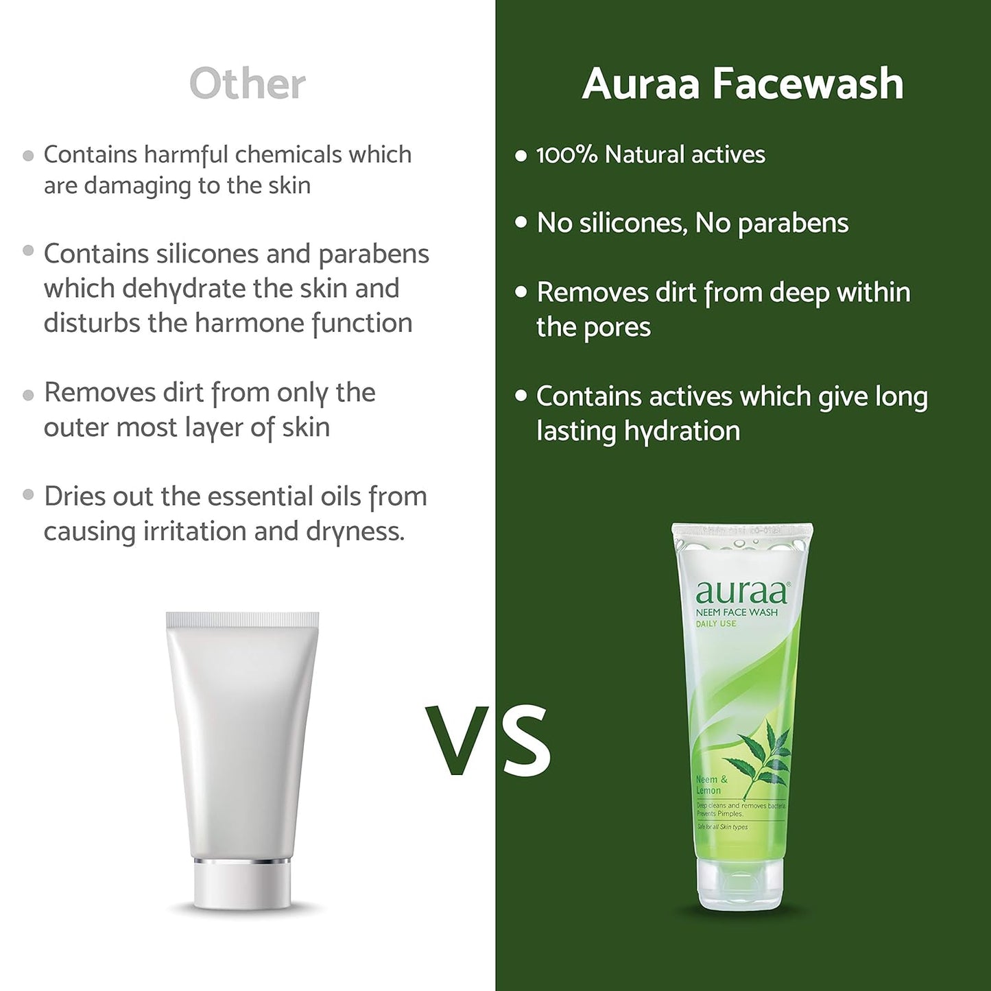 Auraa Neem Face Wash Helps to Fights with Pimples | 125 GM