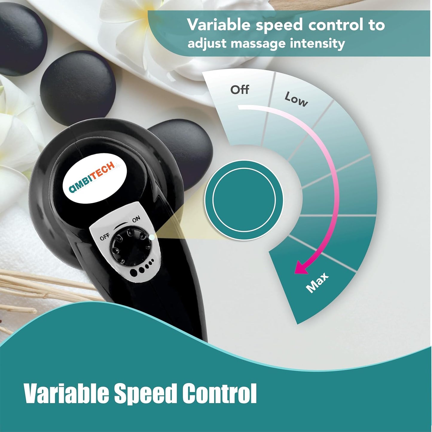AmbiTech Premium Personal Massager With 1 Year Replacement Warrenty| Deep Tissue Percussion Massage for Shoulder, Leg, Foot, Muscles|Electric 4 Versatile Massage Heads