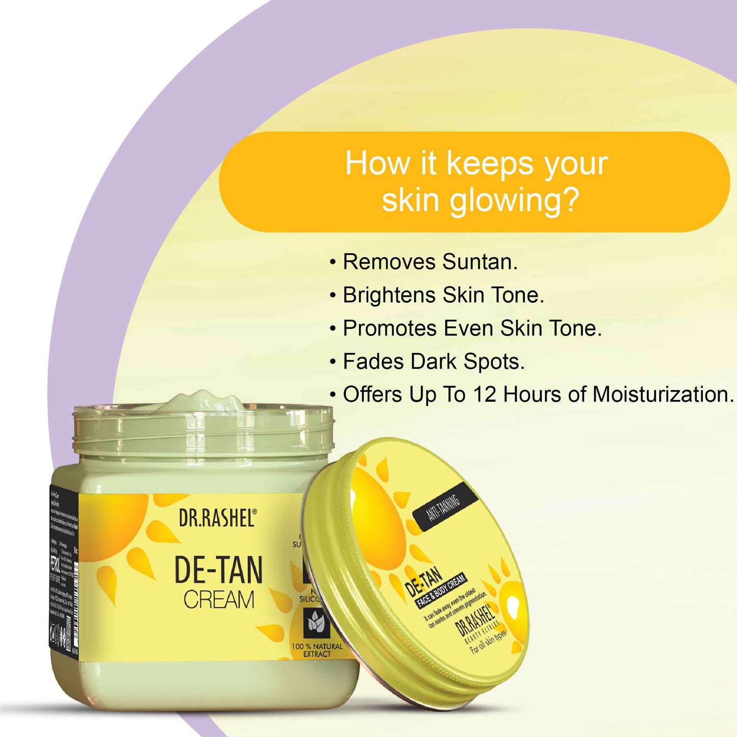 Detan Cream for Face & Body Tan Removal Cream - 380 Ml