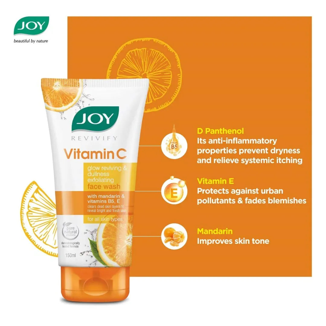 Joy Skin Brightening Vitamin C Face Wash For Oily Skin - Fades Dark Spots & Repairs Skin Barrier (50ml)