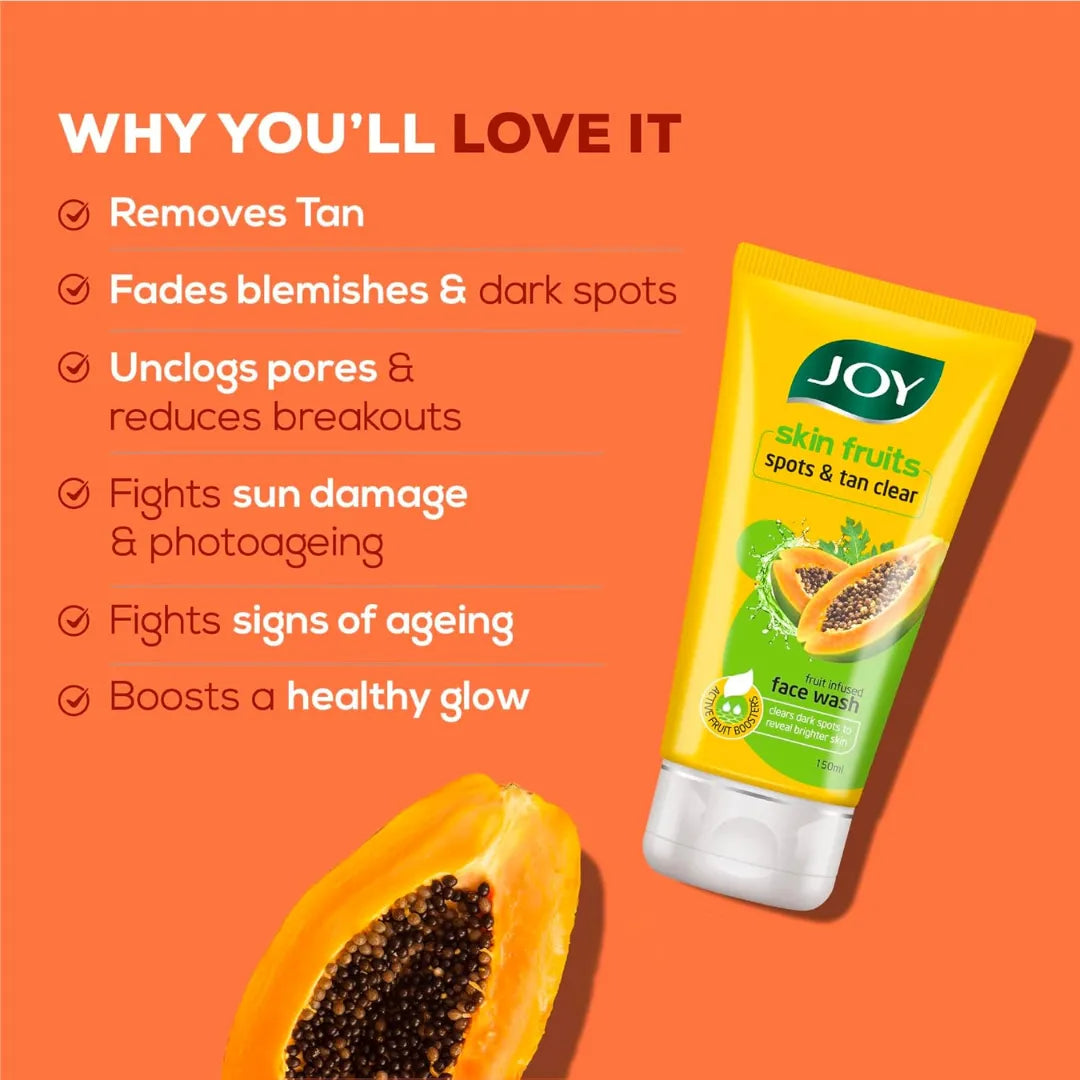 Joy Skin Fruits Spots & Tan Clear Papaya Face Wash (50ml)