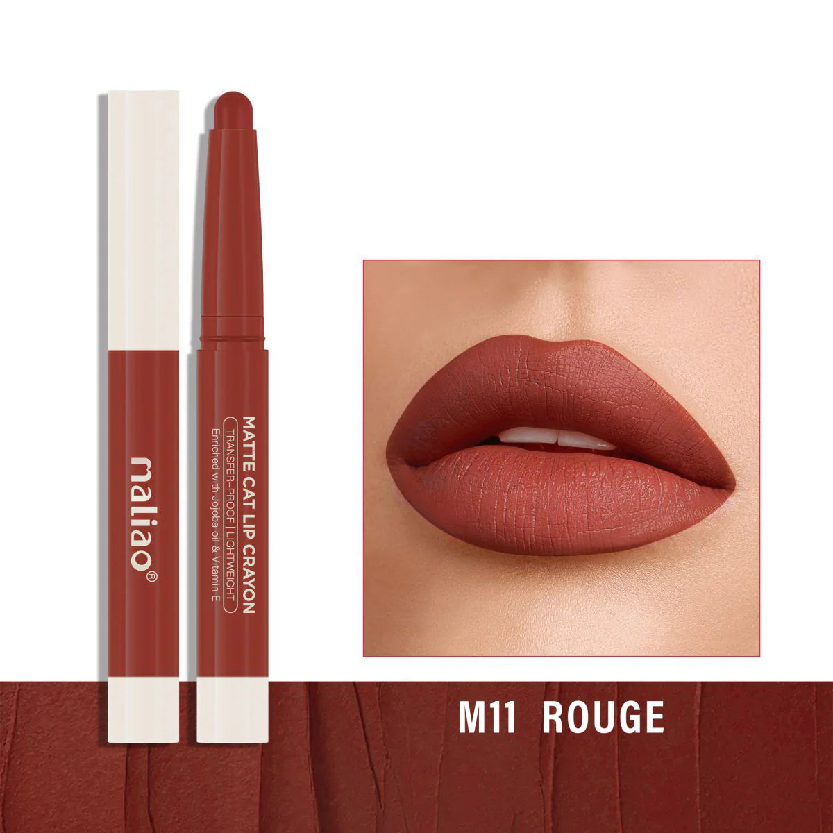 Maliao Matte Cat Lip Crayon - Transfer-Proof & Lightweight Long-Lasting Color