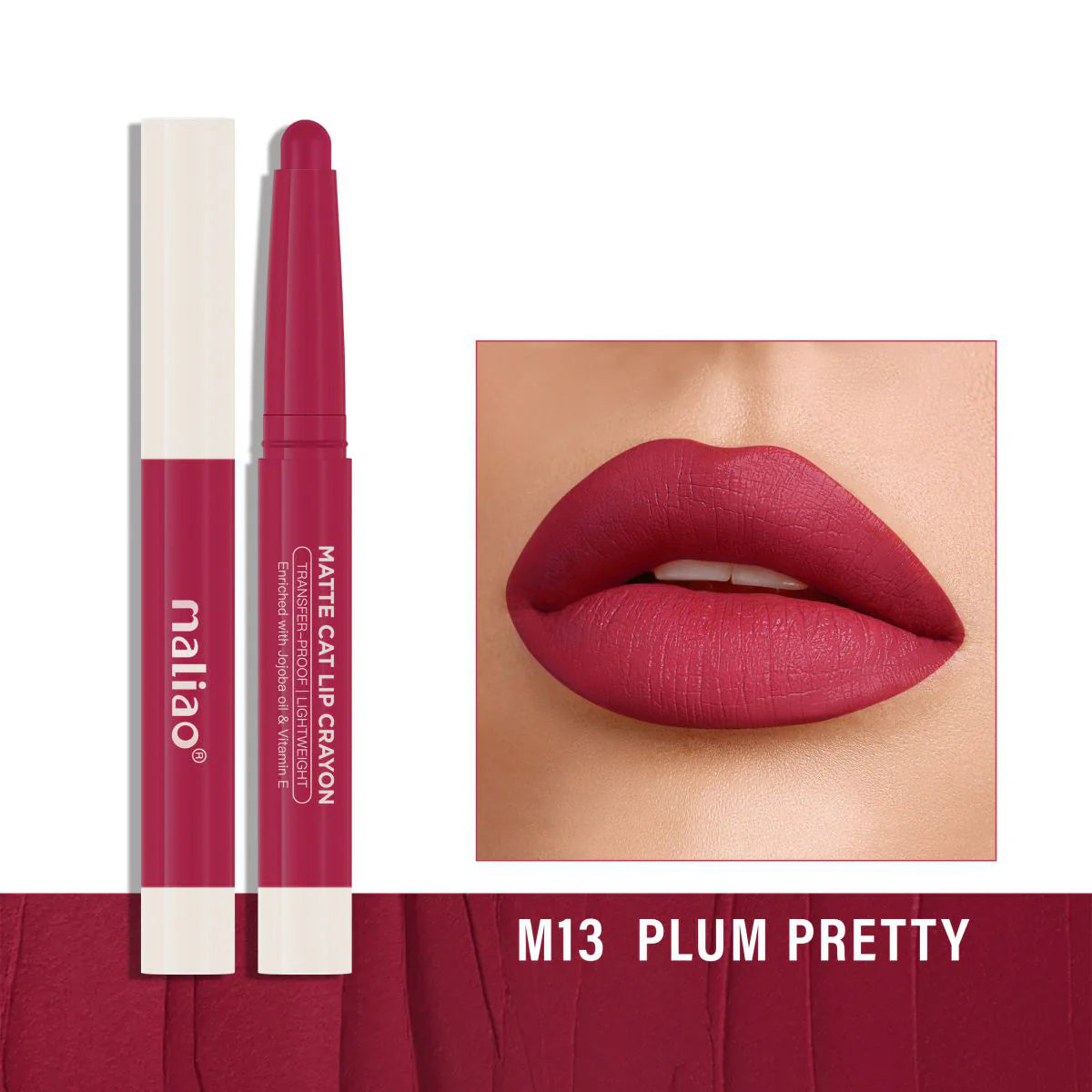 Maliao Matte Cat Lip Crayon - Transfer-Proof & Lightweight Long-Lasting Color